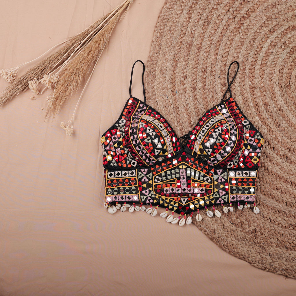 Alia Bhatt Style Heavy Mirror Work Crop Top