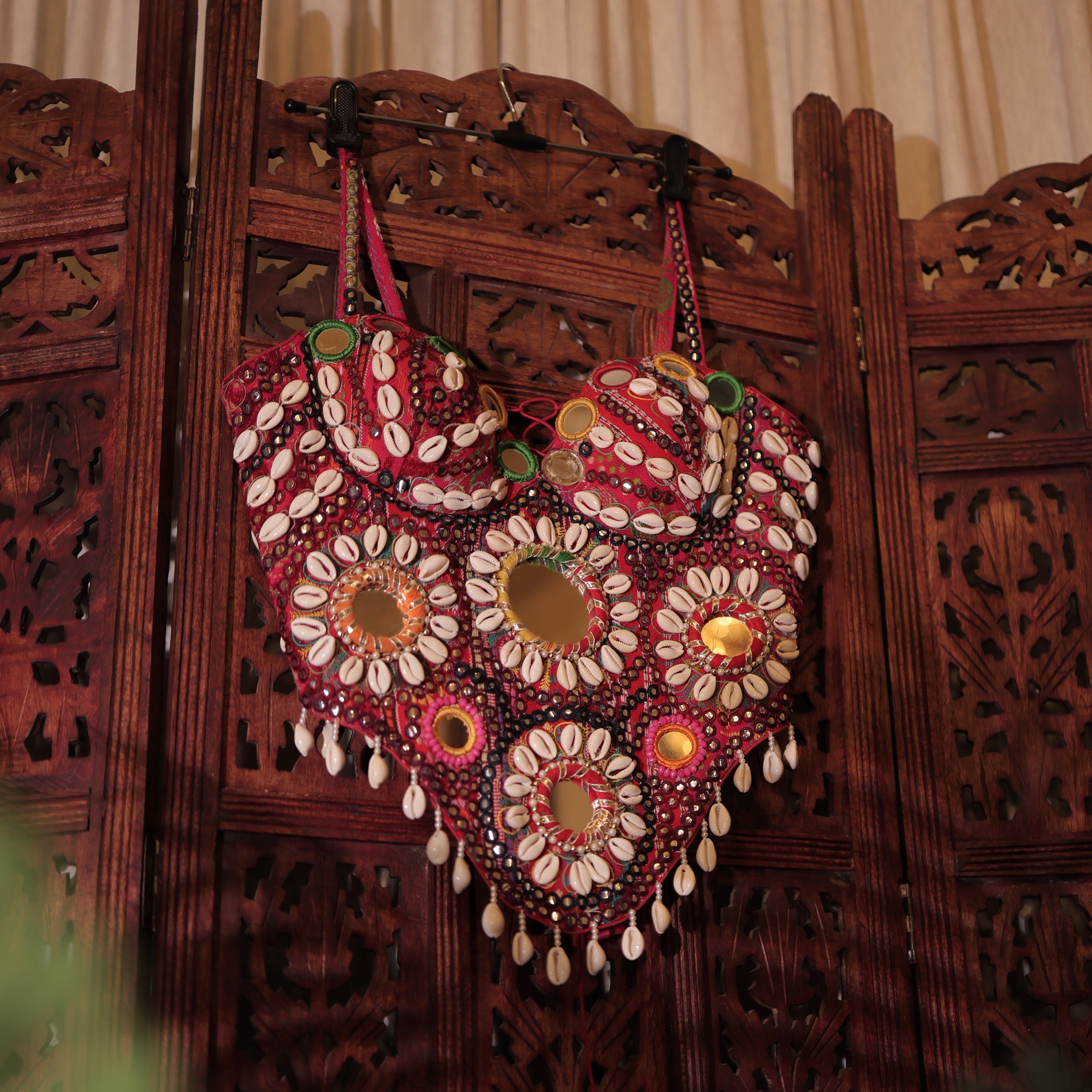 HANDCRAFTED  MIRROR WORK EMBROIDERED CHOLI/BUSTIER TOP