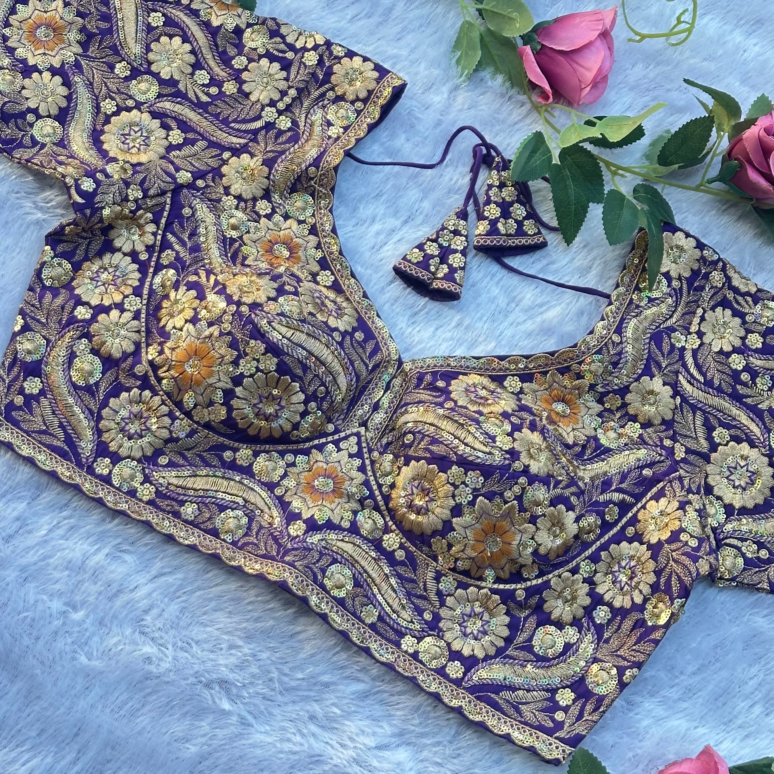 EXQUISITE SABYASACHI STYLE DESIGNER BLOUSE WITH HEAVY HAND EMBROIDERY