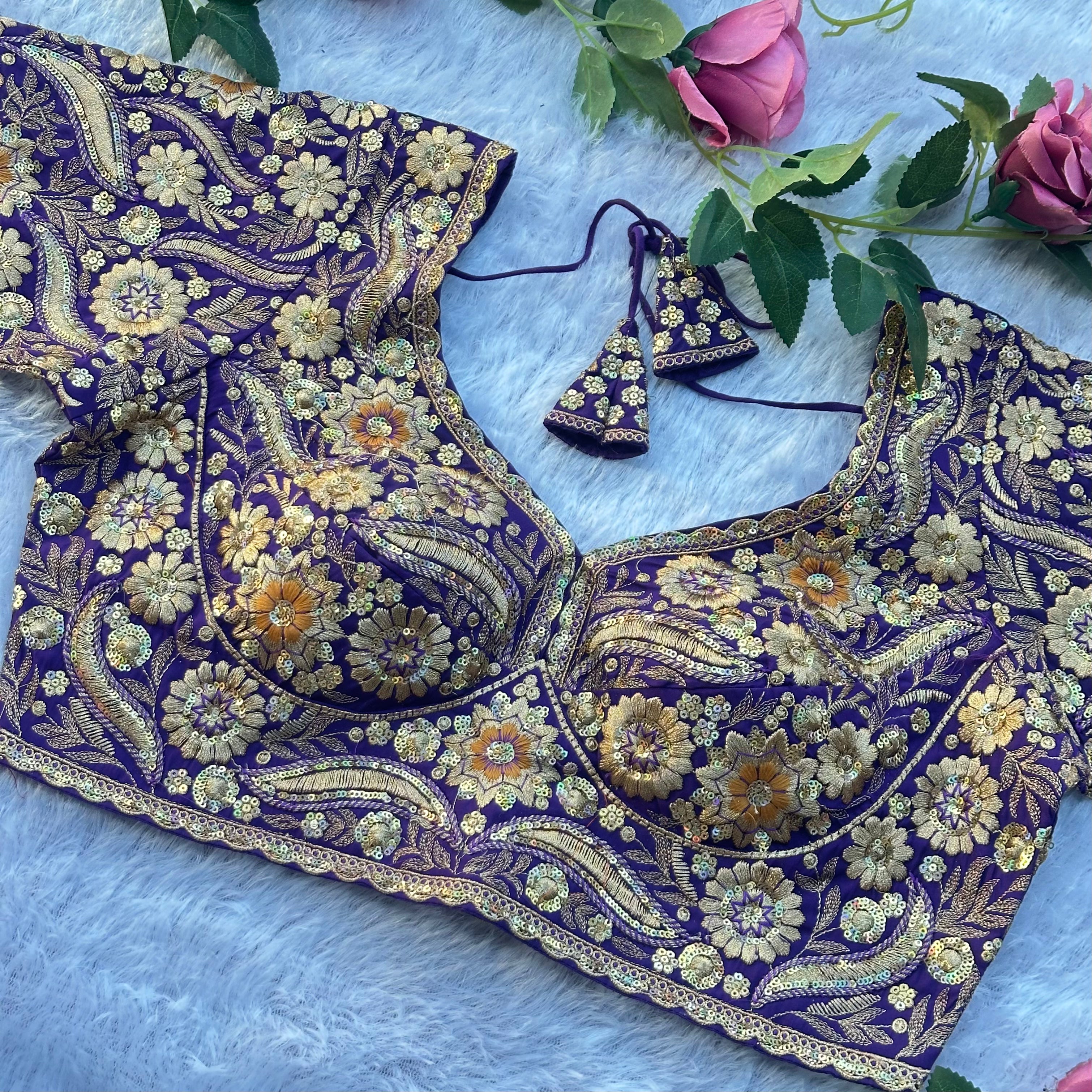 EXQUISITE SABYASACHI STYLE DESIGNER BLOUSE WITH HEAVY HAND EMBROIDERY