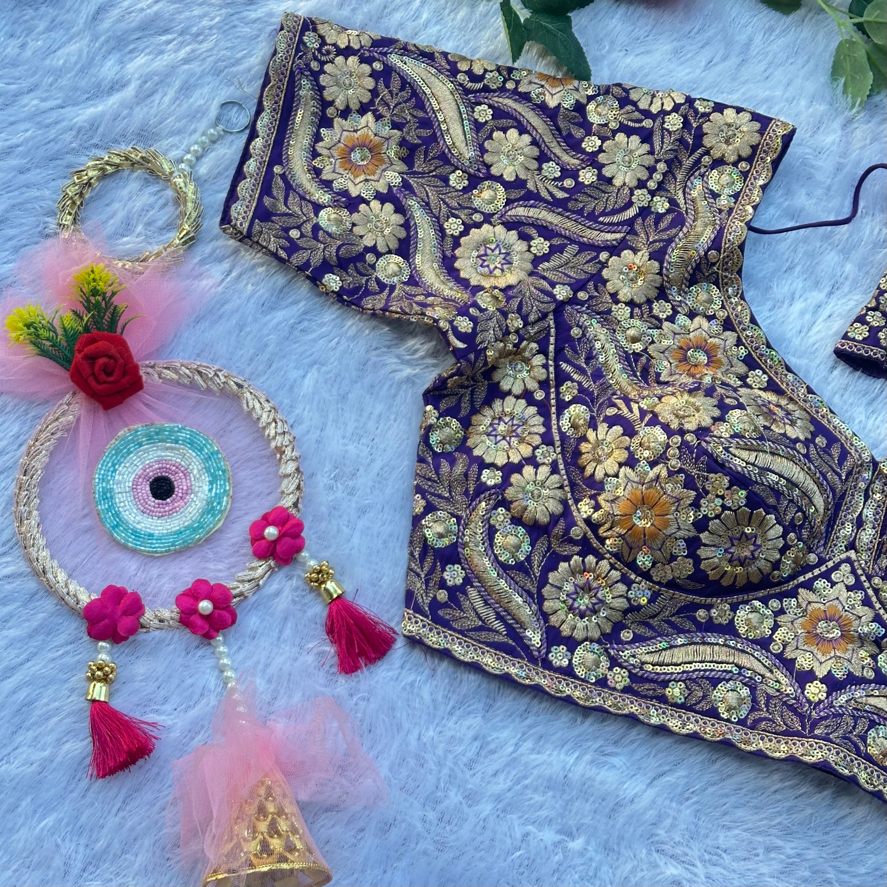 EXQUISITE SABYASACHI STYLE DESIGNER BLOUSE WITH HEAVY HAND EMBROIDERY