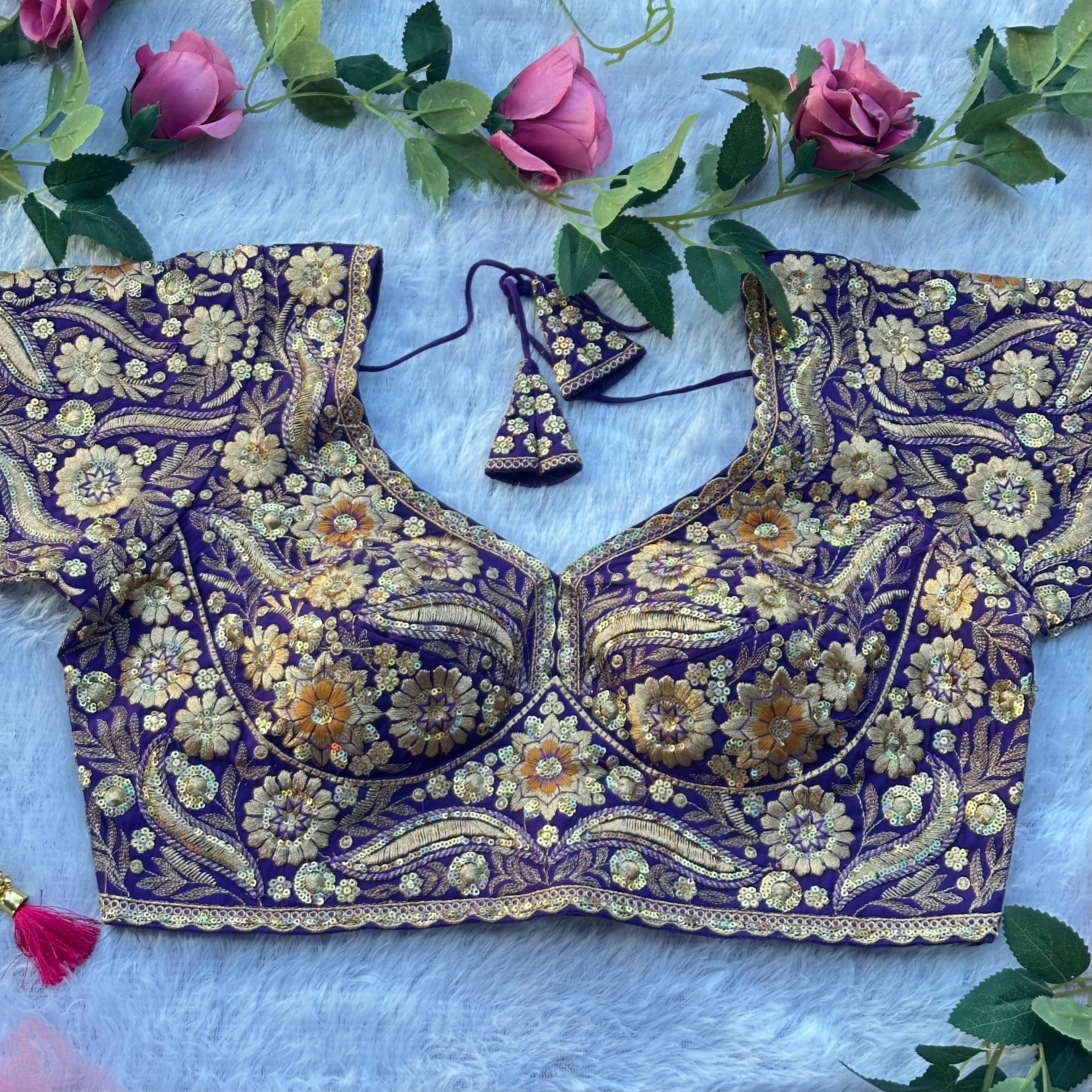 EXQUISITE SABYASACHI STYLE DESIGNER BLOUSE WITH HEAVY HAND EMBROIDERY