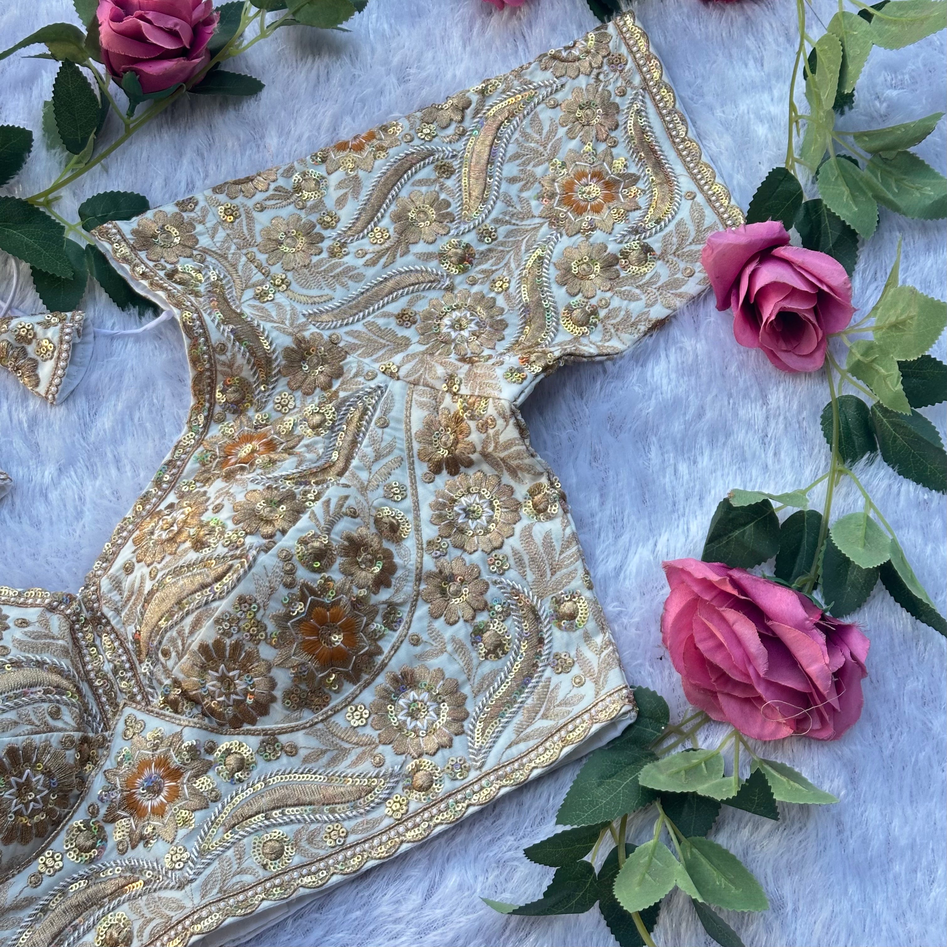 EXQUISITE SABYASACHI STYLE DESIGNER BLOUSE WITH HEAVY HAND EMBROIDERY