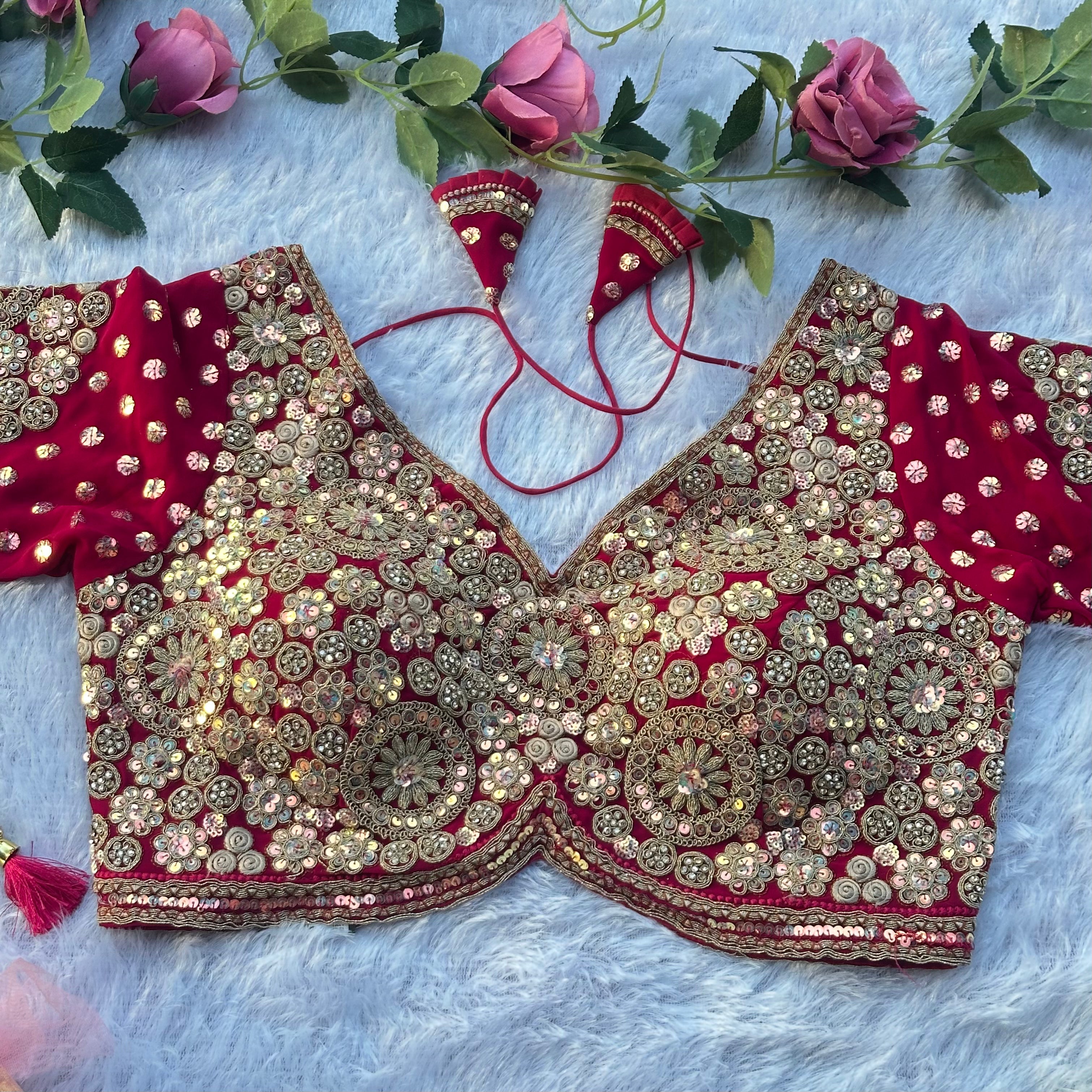 BRIDAL GLAM HEAVY DIAMOND & HANDWORK DESIGNER BLOUSE