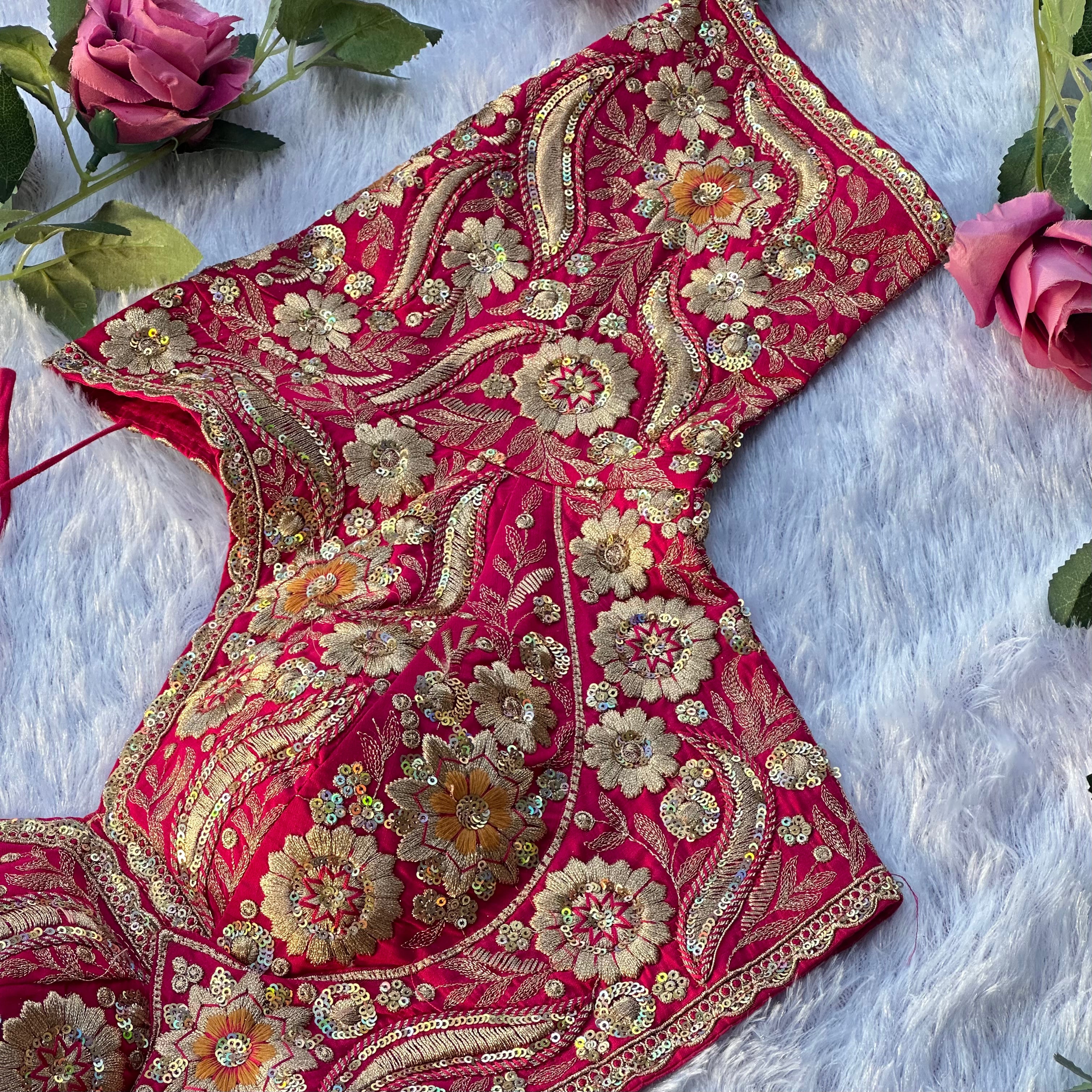 EXQUISITE SABYASACHI STYLE DESIGNER BLOUSE WITH HEAVY HAND EMBROIDERY