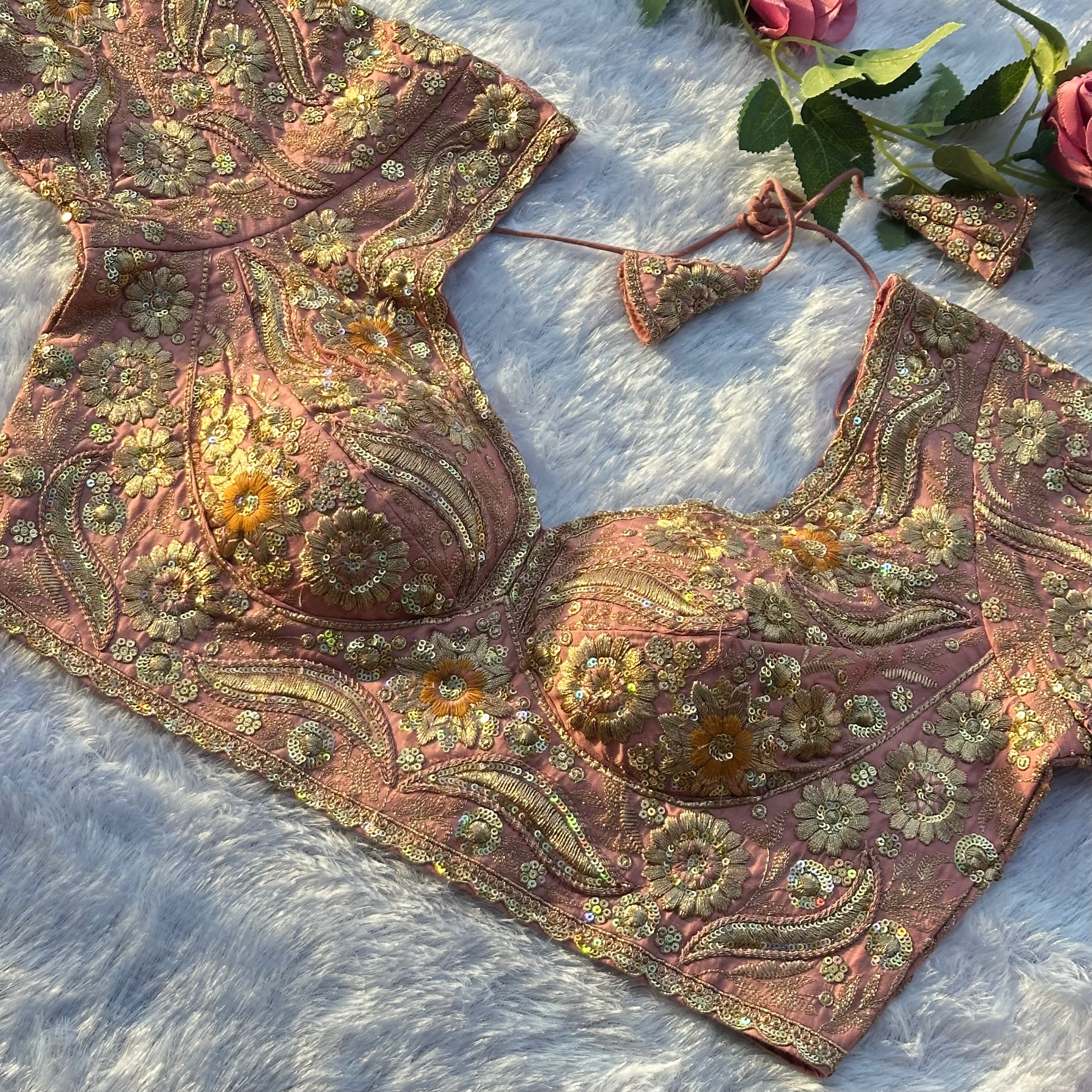 EXQUISITE SABYASACHI STYLE DESIGNER BLOUSE WITH HEAVY HAND EMBROIDERY