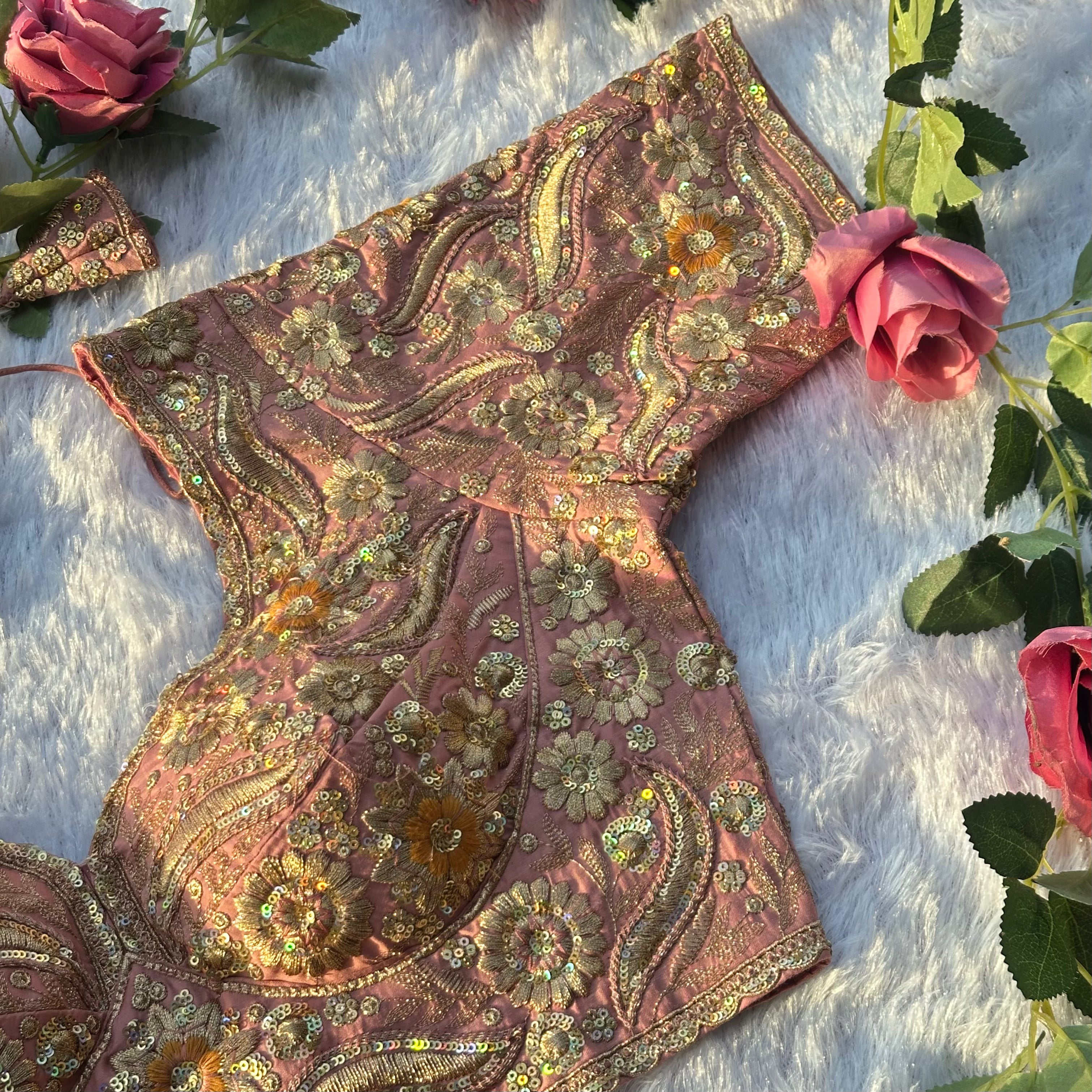 EXQUISITE SABYASACHI STYLE DESIGNER BLOUSE WITH HEAVY HAND EMBROIDERY