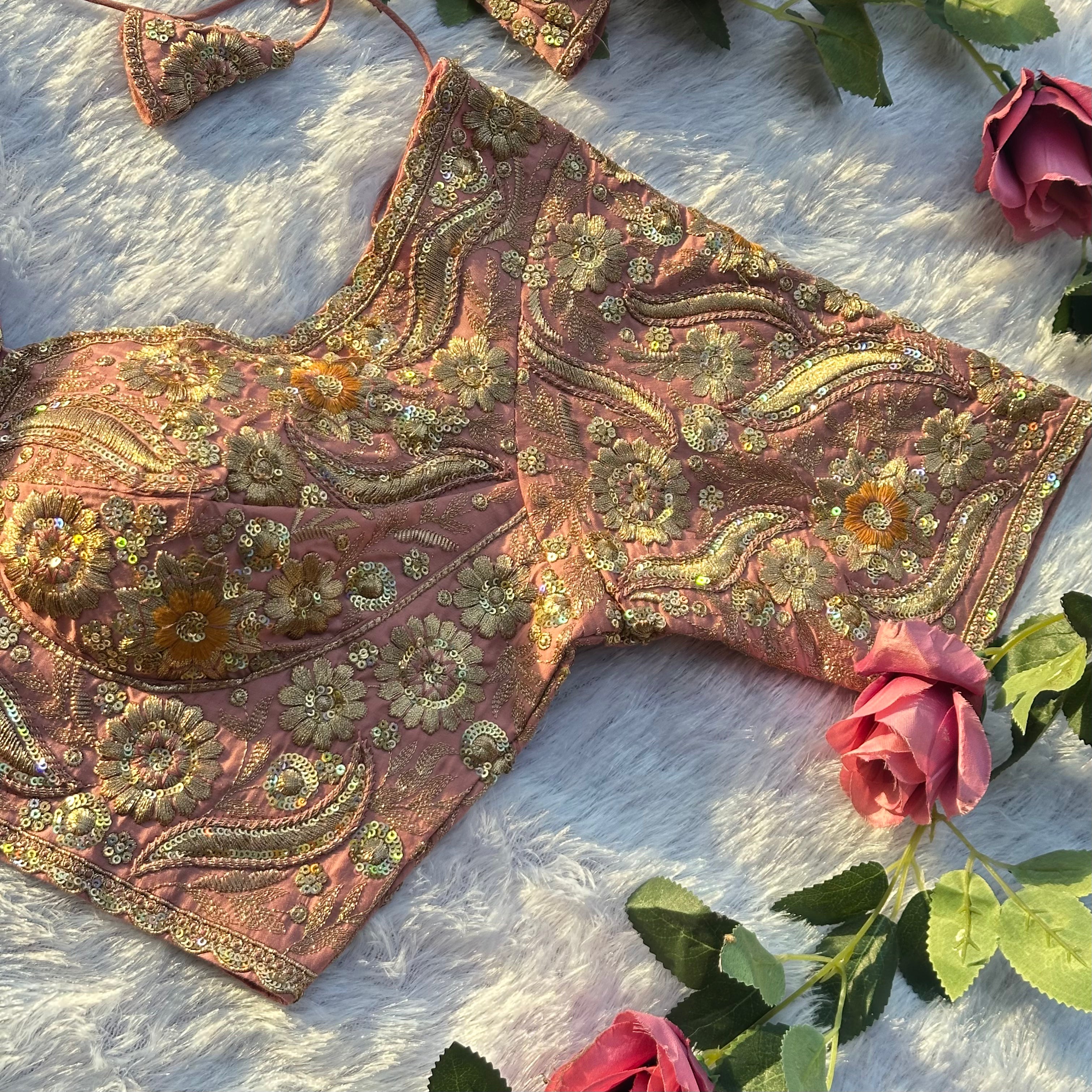 EXQUISITE SABYASACHI STYLE DESIGNER BLOUSE WITH HEAVY HAND EMBROIDERY