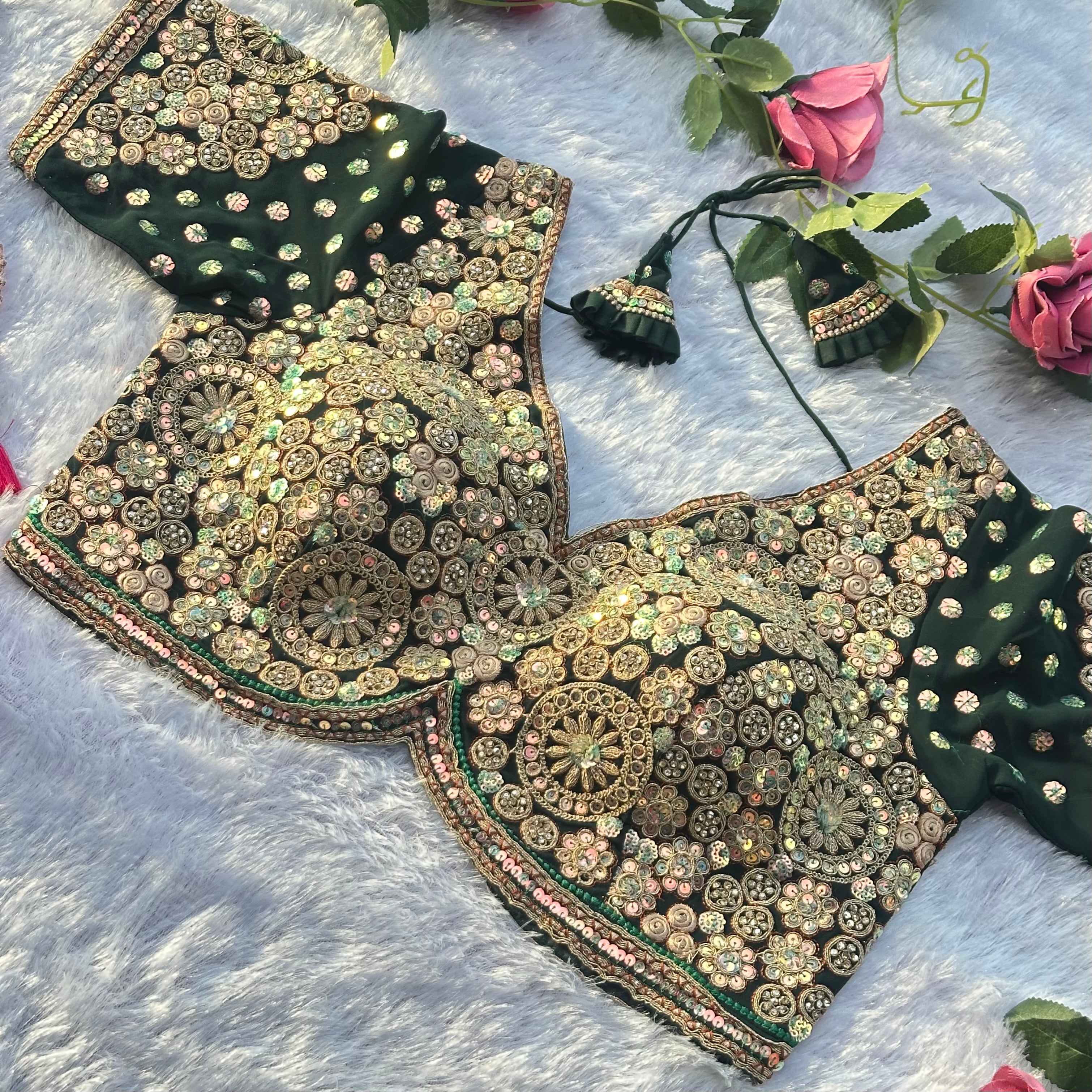 BRIDAL GLAM HEAVY DIAMOND & HAND WORK DESIGNER BLOUSE