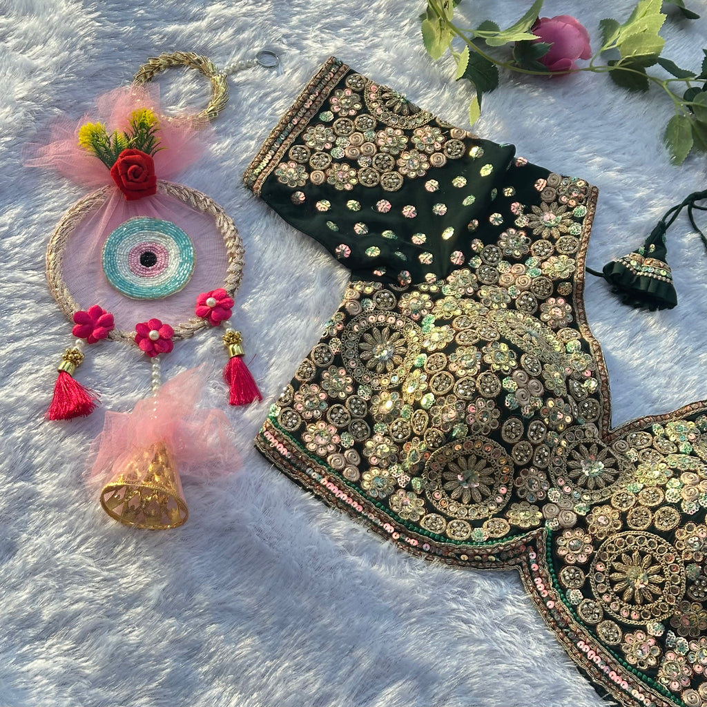 BRIDAL GLAM HEAVY DIAMOND & HAND WORK DESIGNER BLOUSE