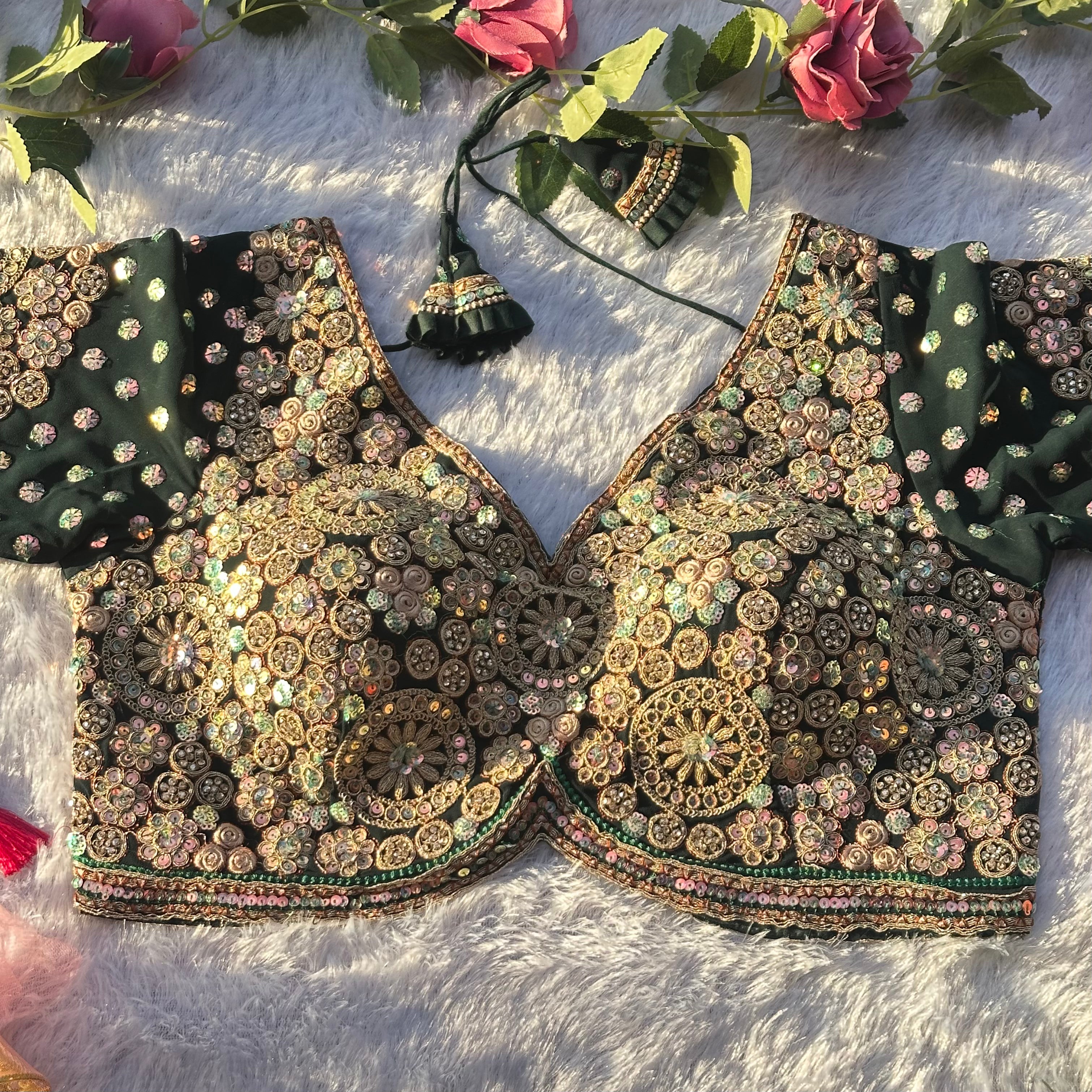 BRIDAL GLAM HEAVY DIAMOND & HAND WORK DESIGNER BLOUSE