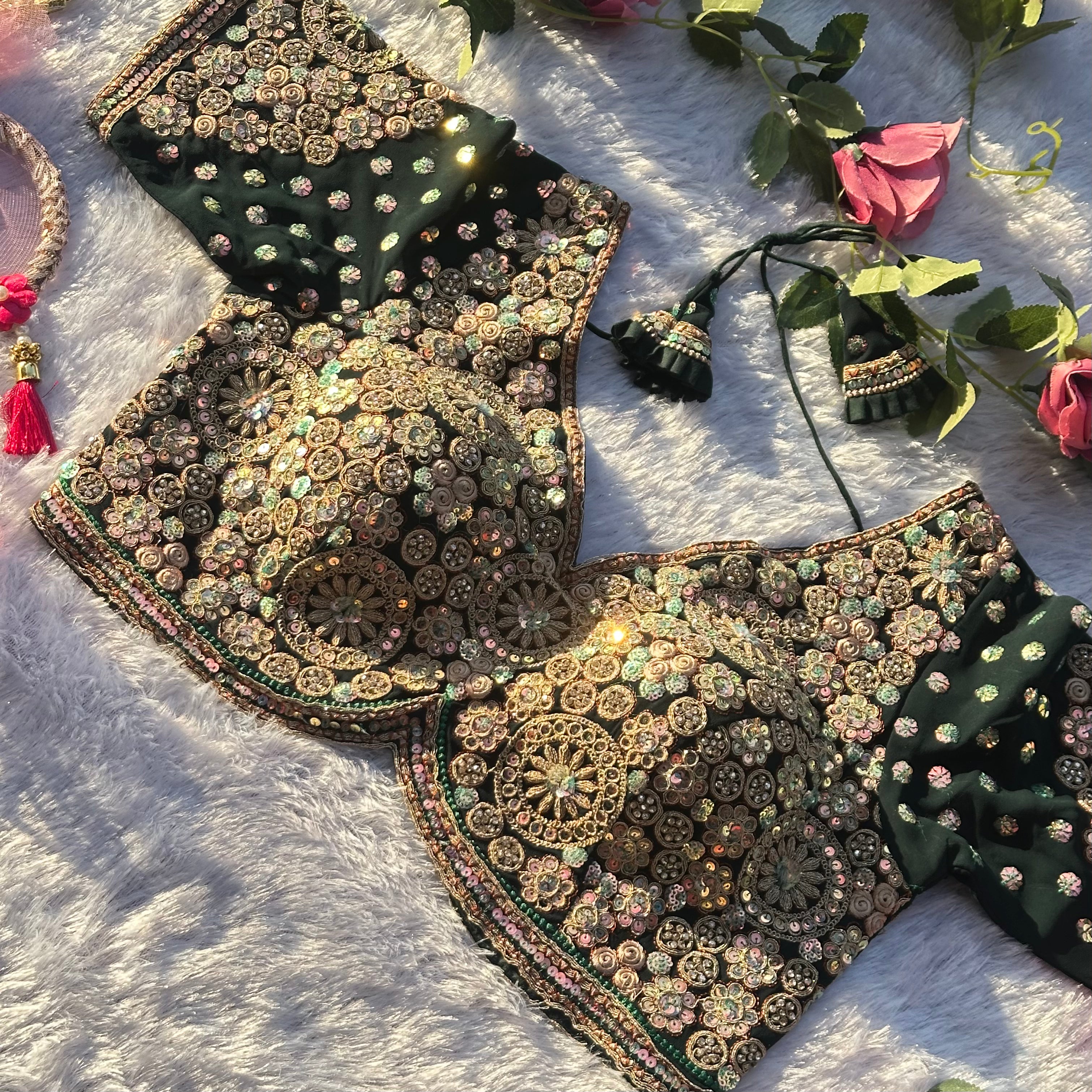 BRIDAL GLAM HEAVY DIAMOND & HAND WORK DESIGNER BLOUSE