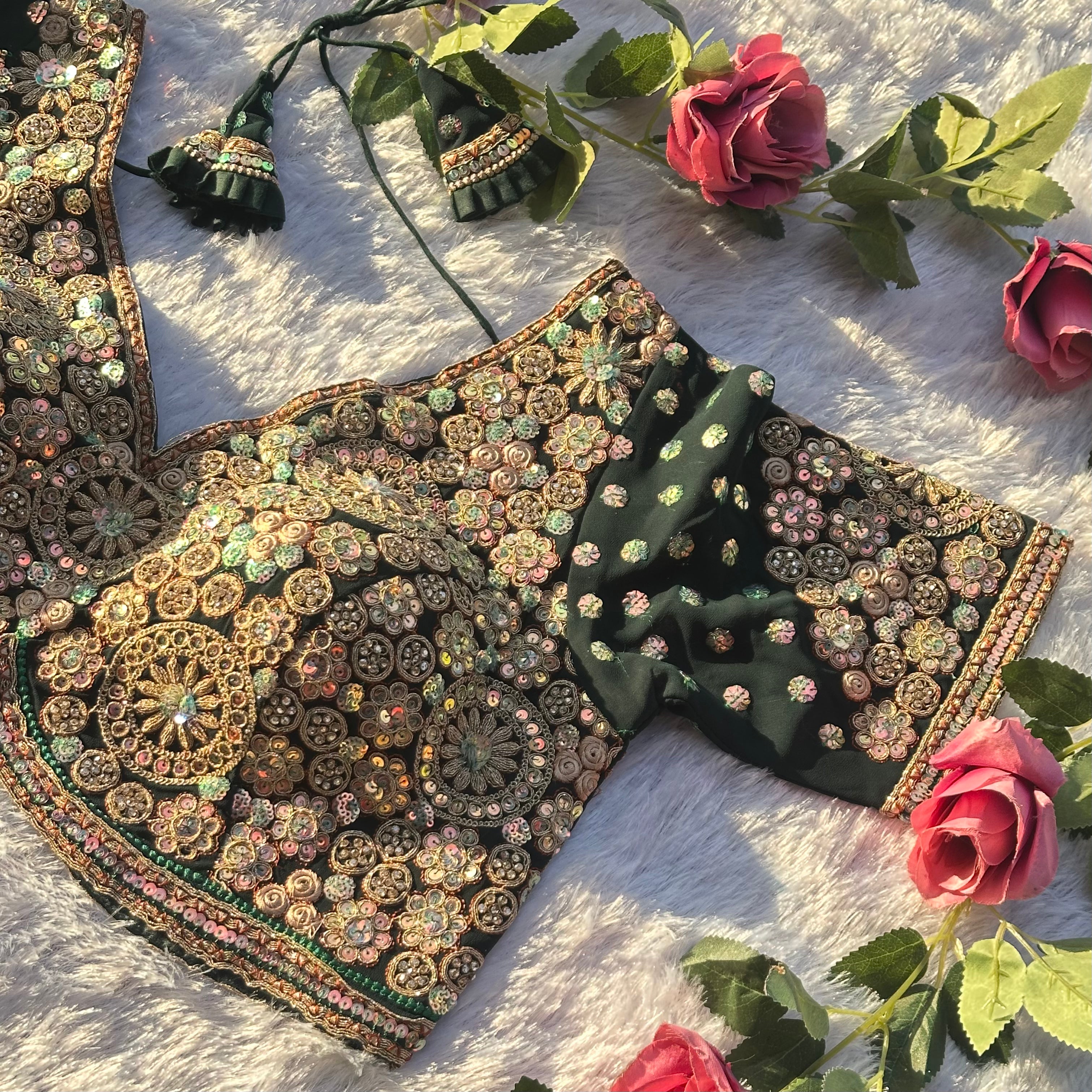 BRIDAL GLAM HEAVY DIAMOND & HAND WORK DESIGNER BLOUSE