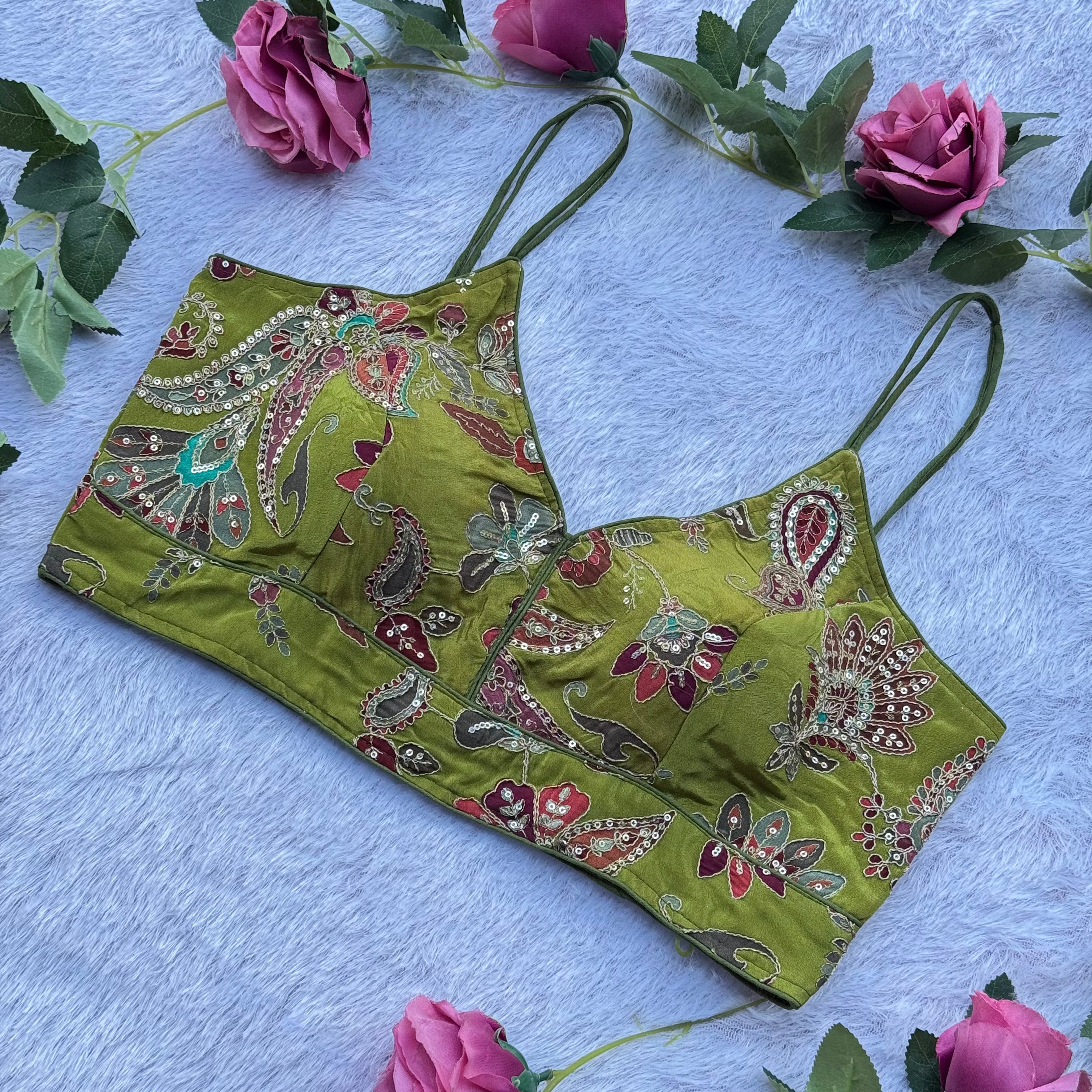 NEW POPPTI GREEN BEAUTIFUL SPAGHETTI BLOUSE