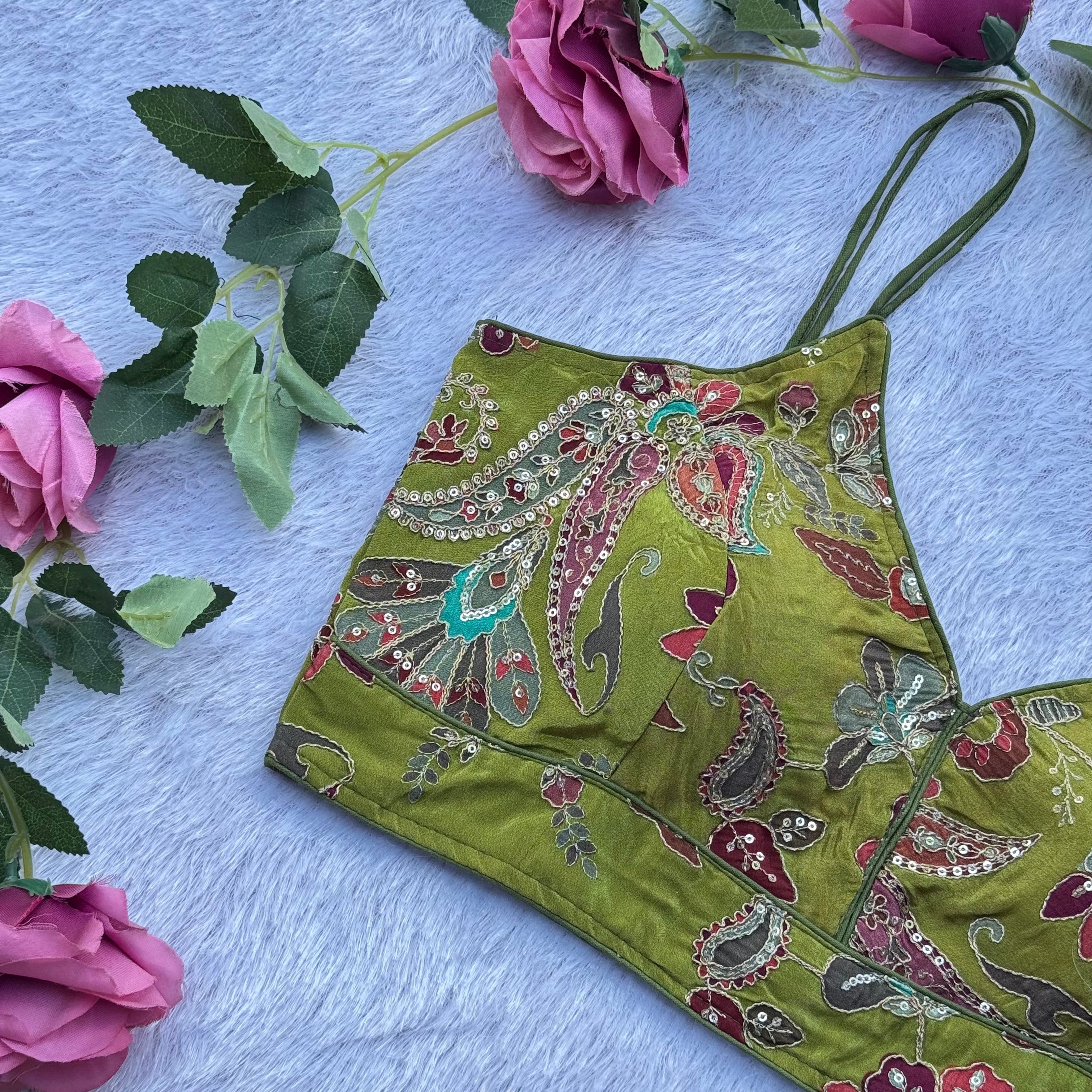 NEW POPPTI GREEN BEAUTIFUL SPAGHETTI BLOUSE