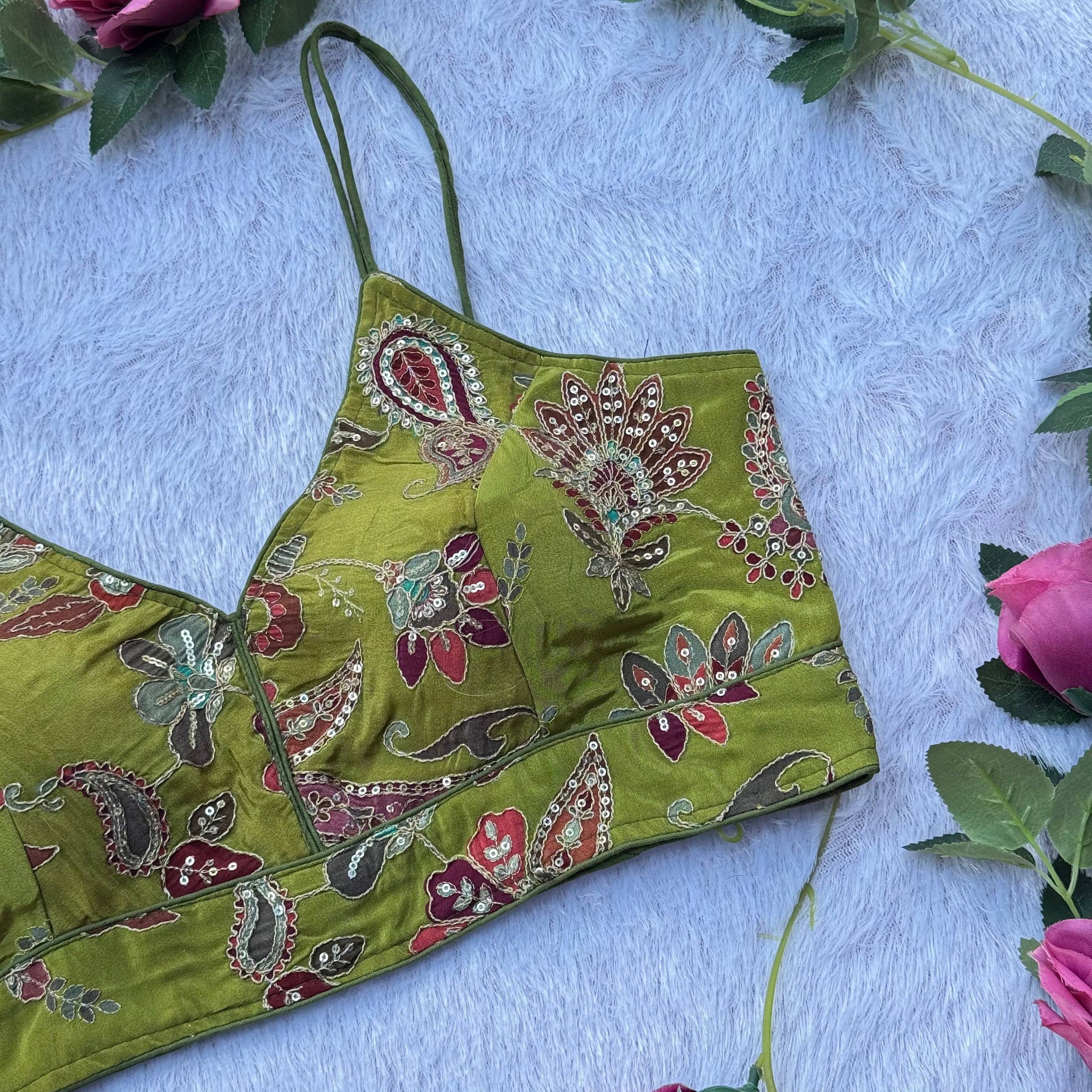 NEW POPPTI GREEN BEAUTIFUL SPAGHETTI BLOUSE