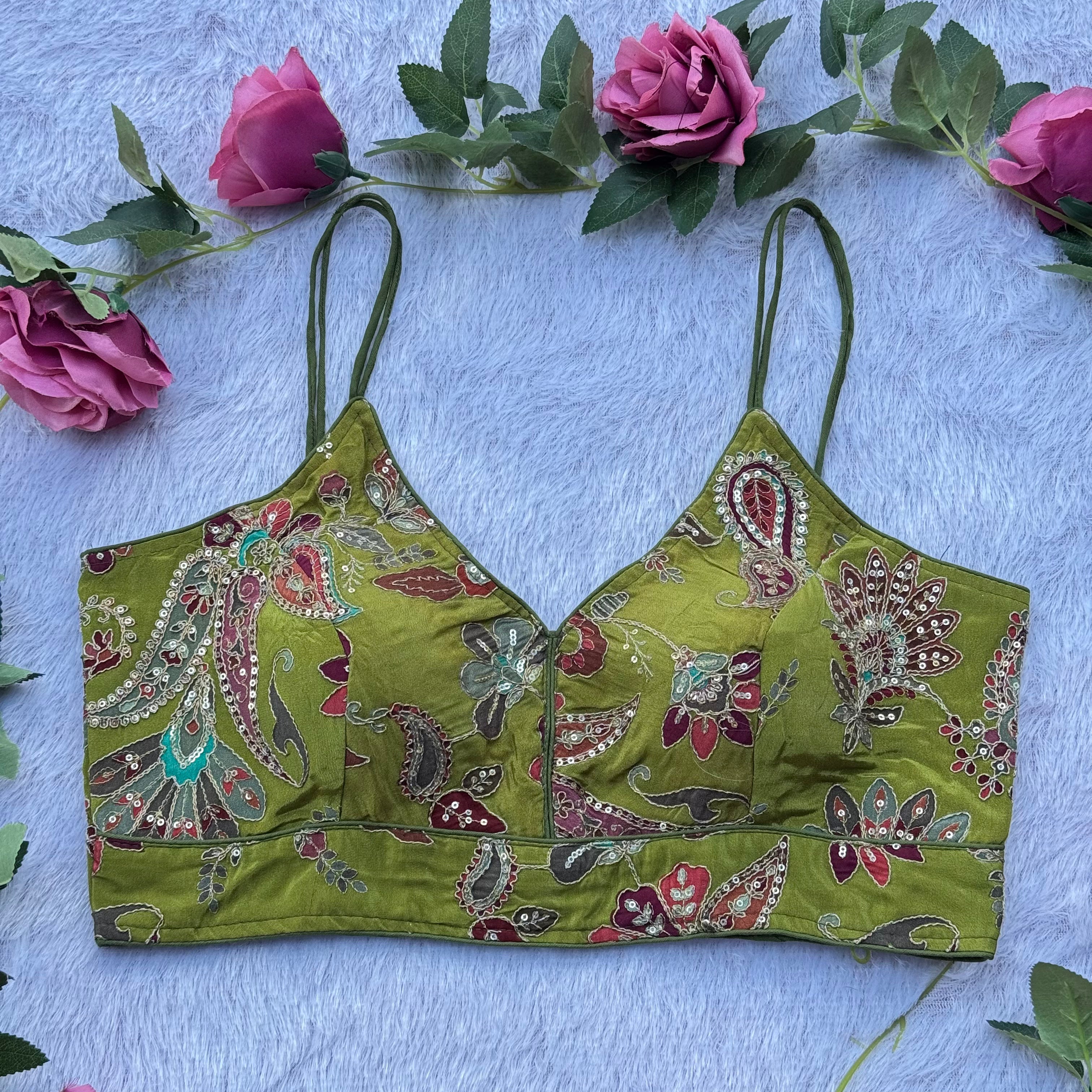 NEW POPPTI GREEN BEAUTIFUL SPAGHETTI BLOUSE