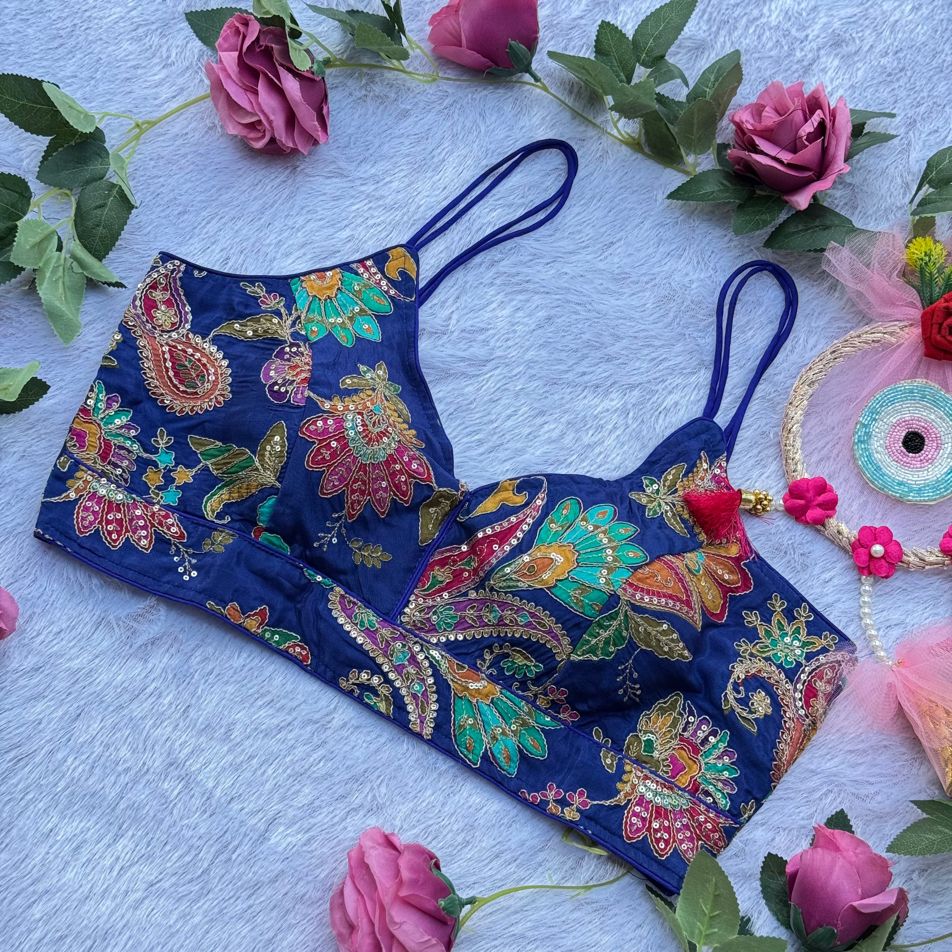 NEW ROYAL BLUE BEAUTIFUL SPAGHETTI BLOUSE