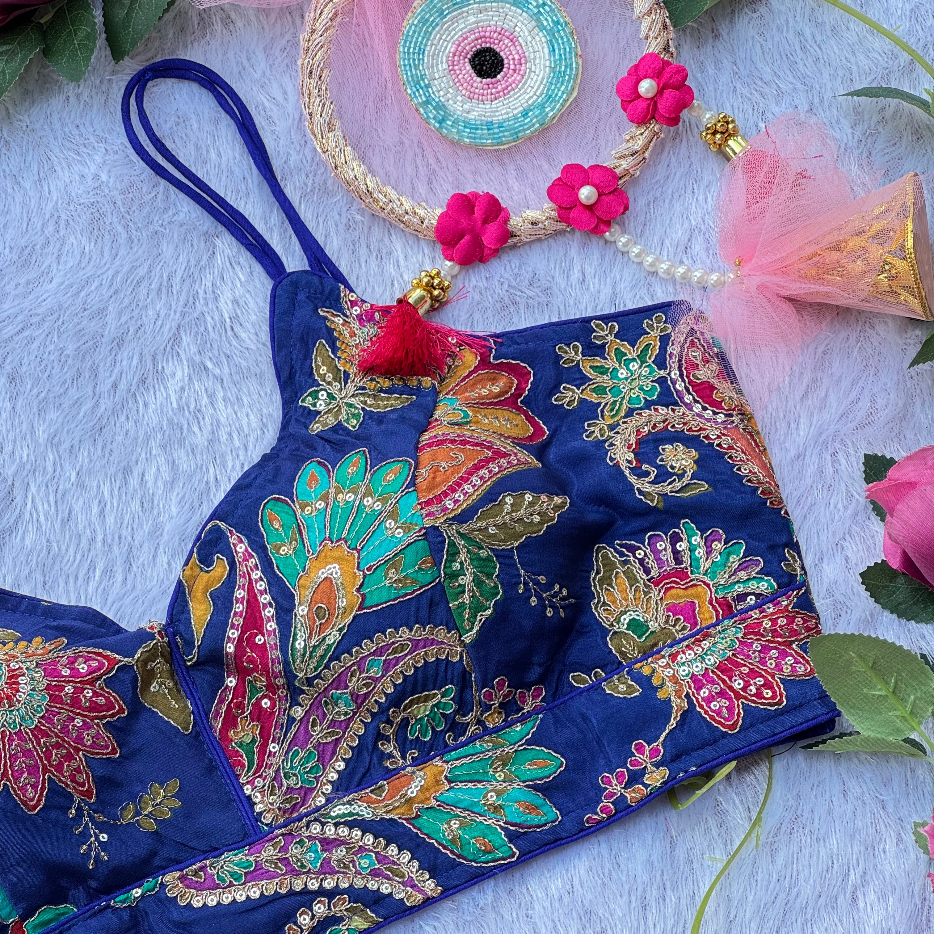 NEW ROYAL BLUE BEAUTIFUL SPAGHETTI BLOUSE