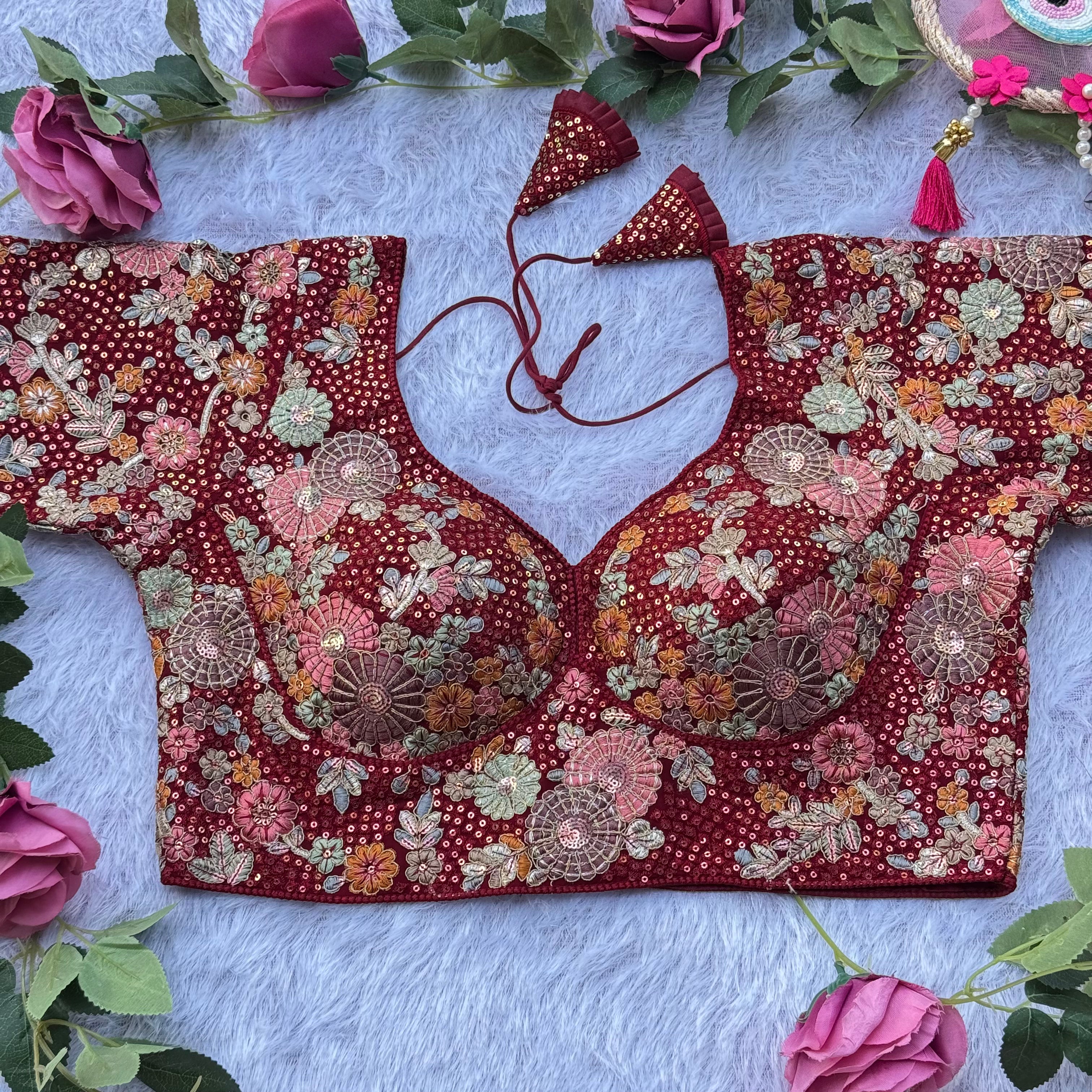 LUXURIOUS SABYASACHI INSPIRED DESIGNER BLOUSE WITH DEATAILED HANDWORK