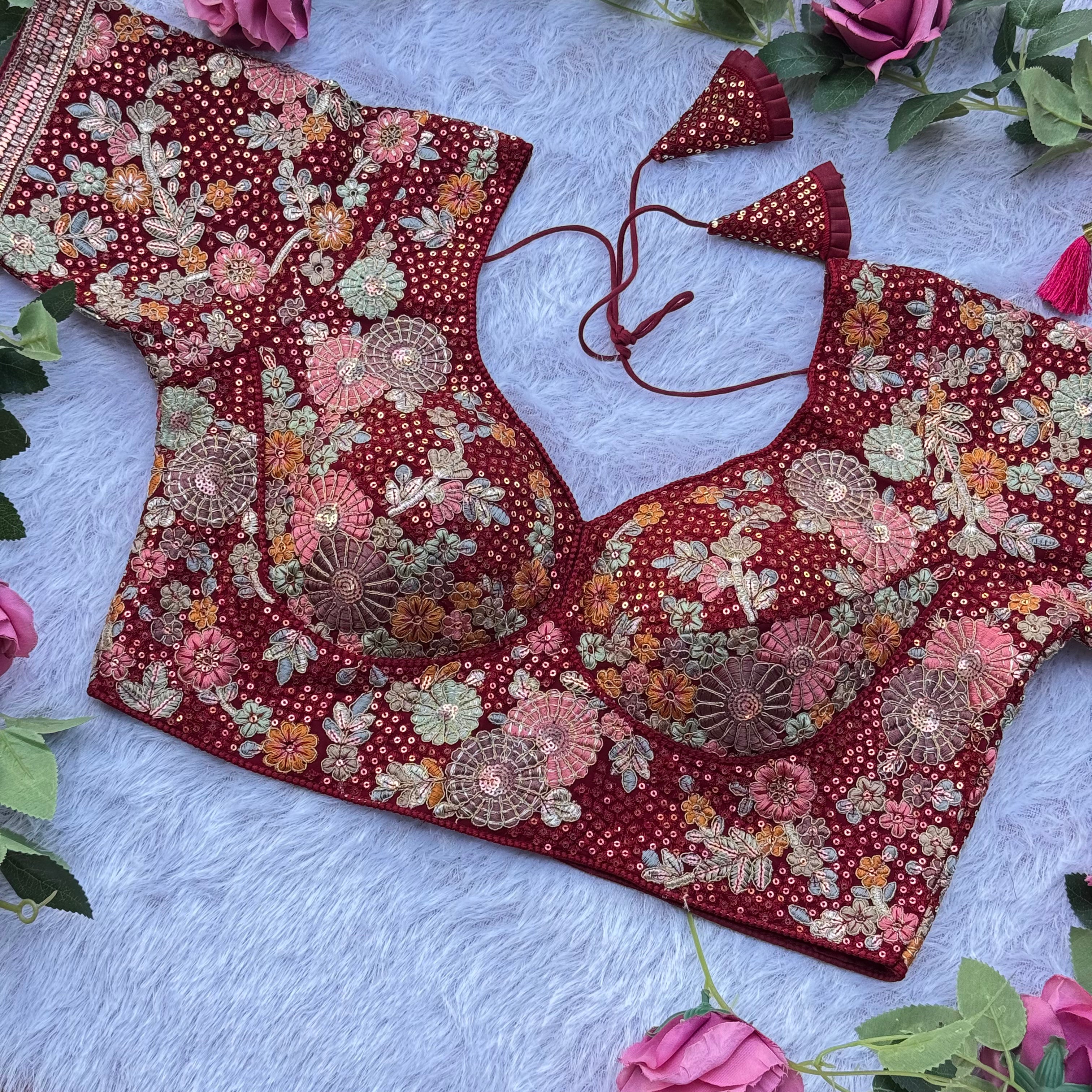 LUXURIOUS SABYASACHI INSPIRED DESIGNER BLOUSE WITH DEATAILED HANDWORK