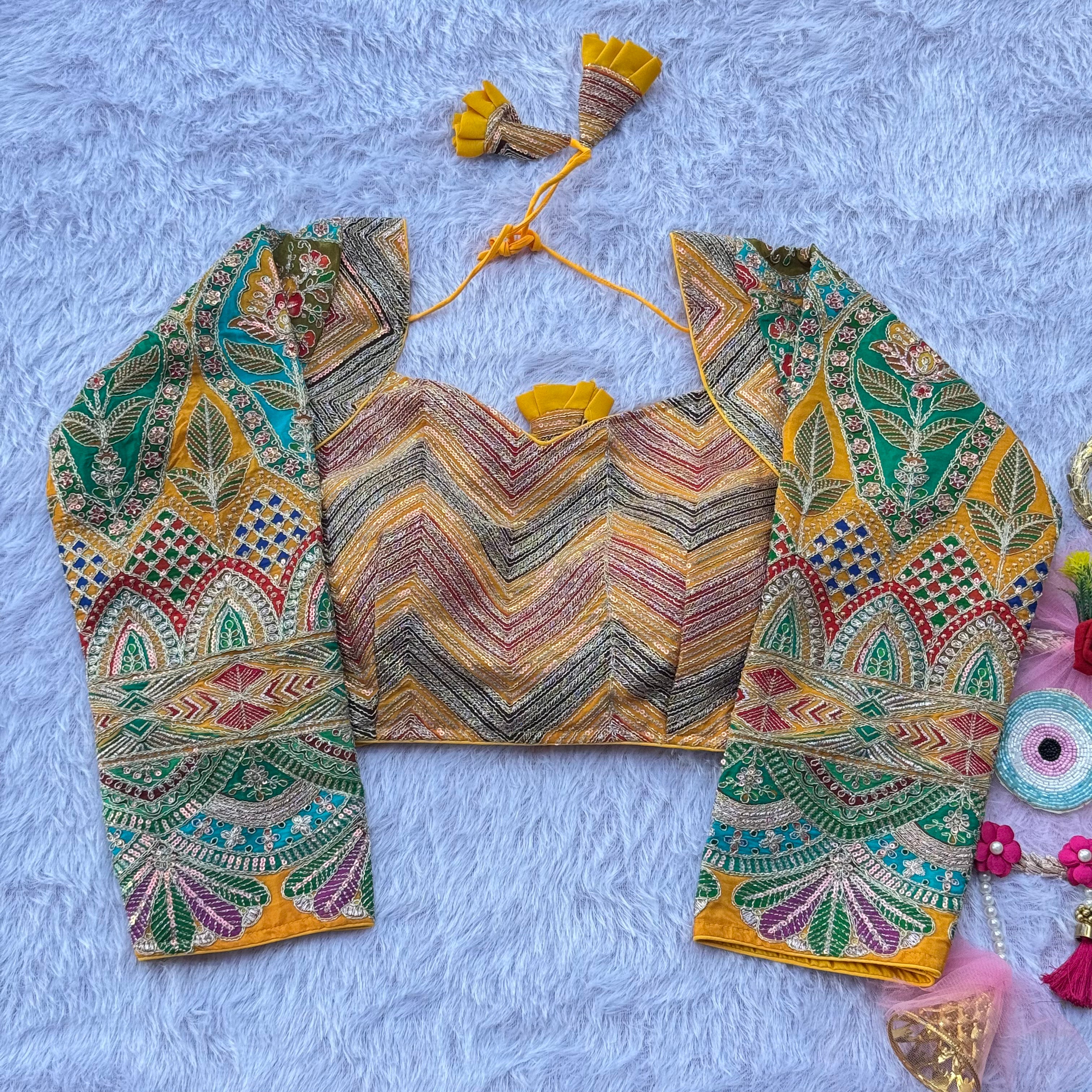 SIGNATURE FESTIVE BLOUSE WITH MULTICOLOR EMBROIDERY DETALING