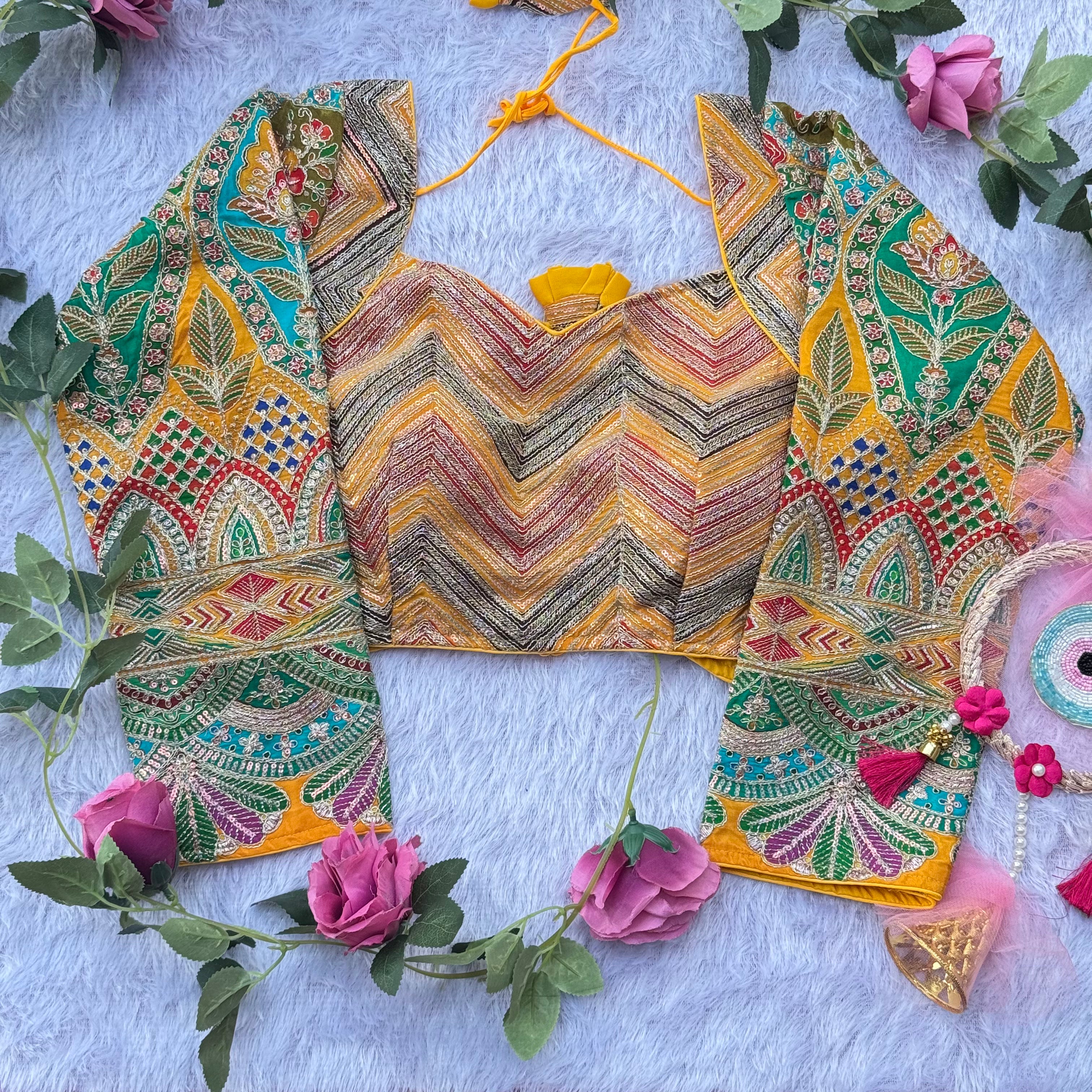 SIGNATURE FESTIVE BLOUSE WITH MULTICOLOR EMBROIDERY DETALING