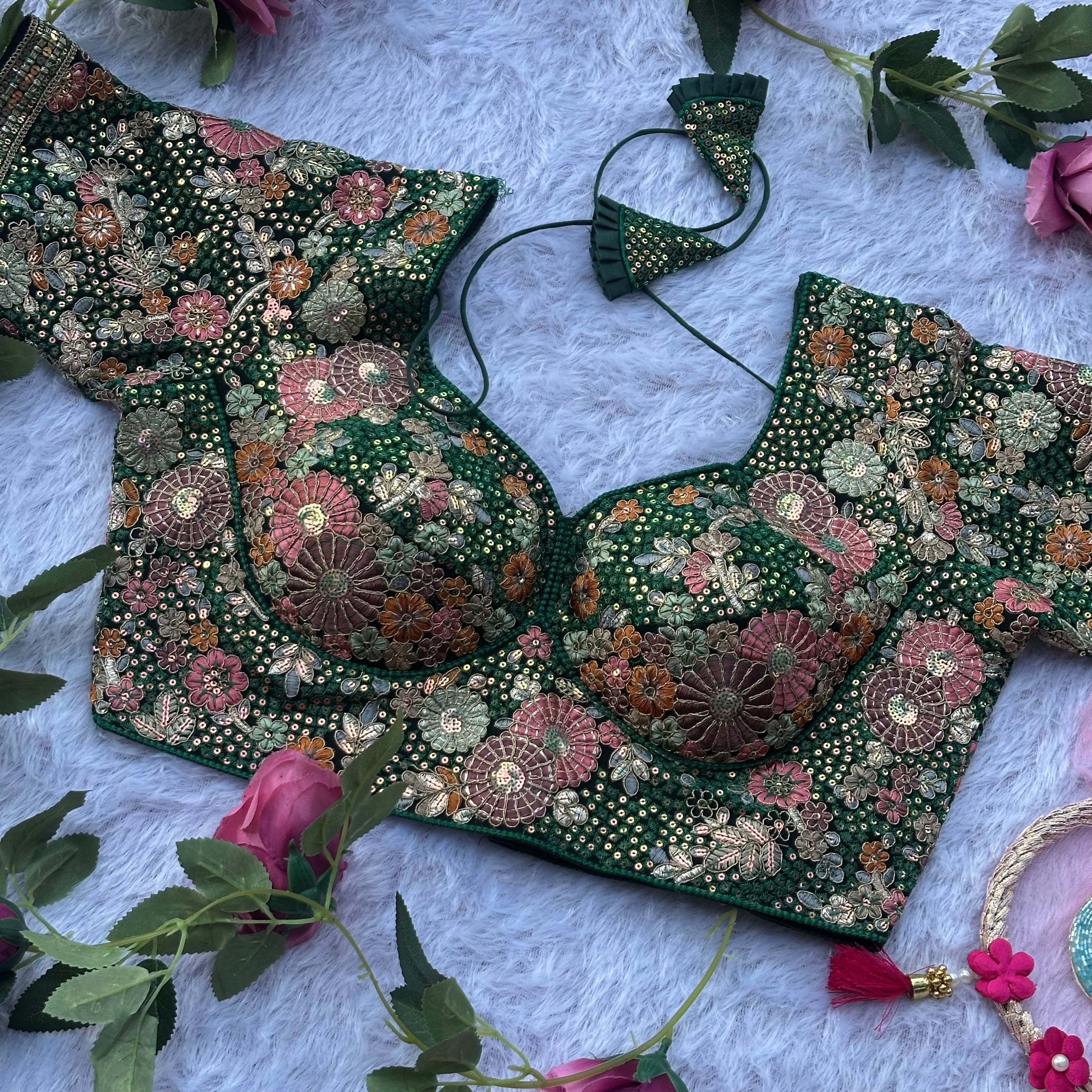 LUXURIOUS SABYASACHI INSPIRED DESIGNER BLOUSE WITH DEATAILED HANDWORK