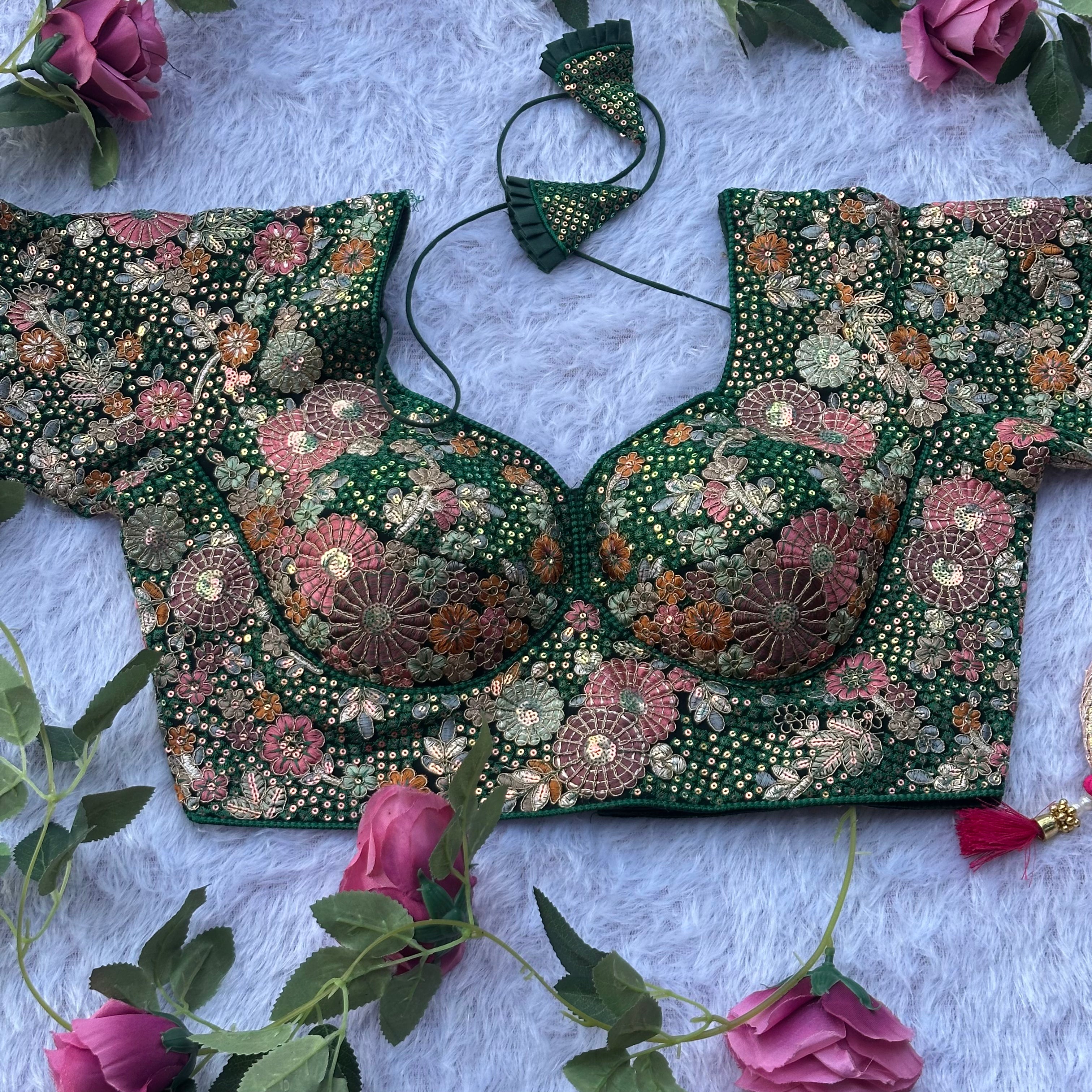 LUXURIOUS SABYASACHI INSPIRED DESIGNER BLOUSE WITH DEATAILED HANDWORK