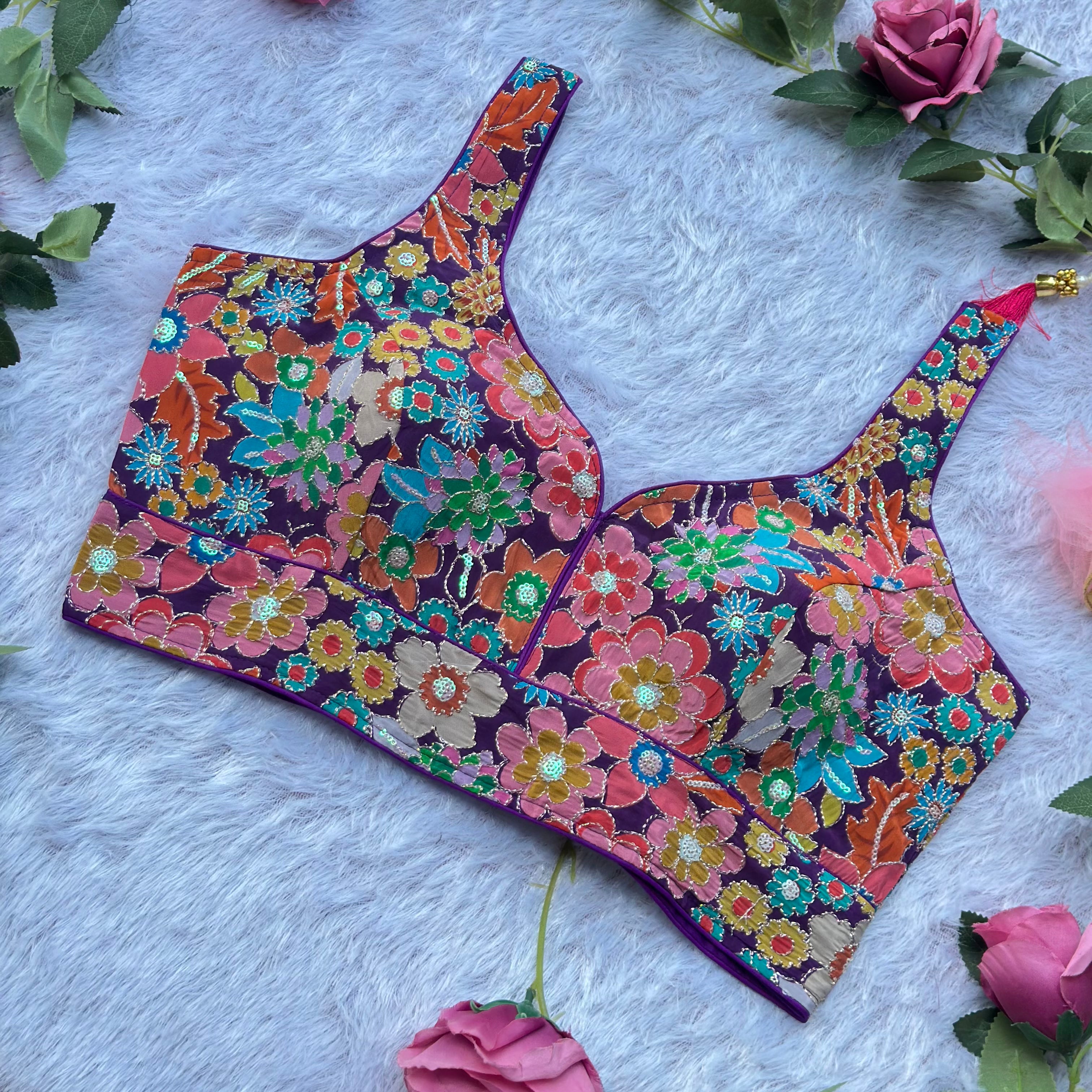 NEW POSITION PRINT WITH EMBROIDERY WORK SPAGHETTI BLOUSE