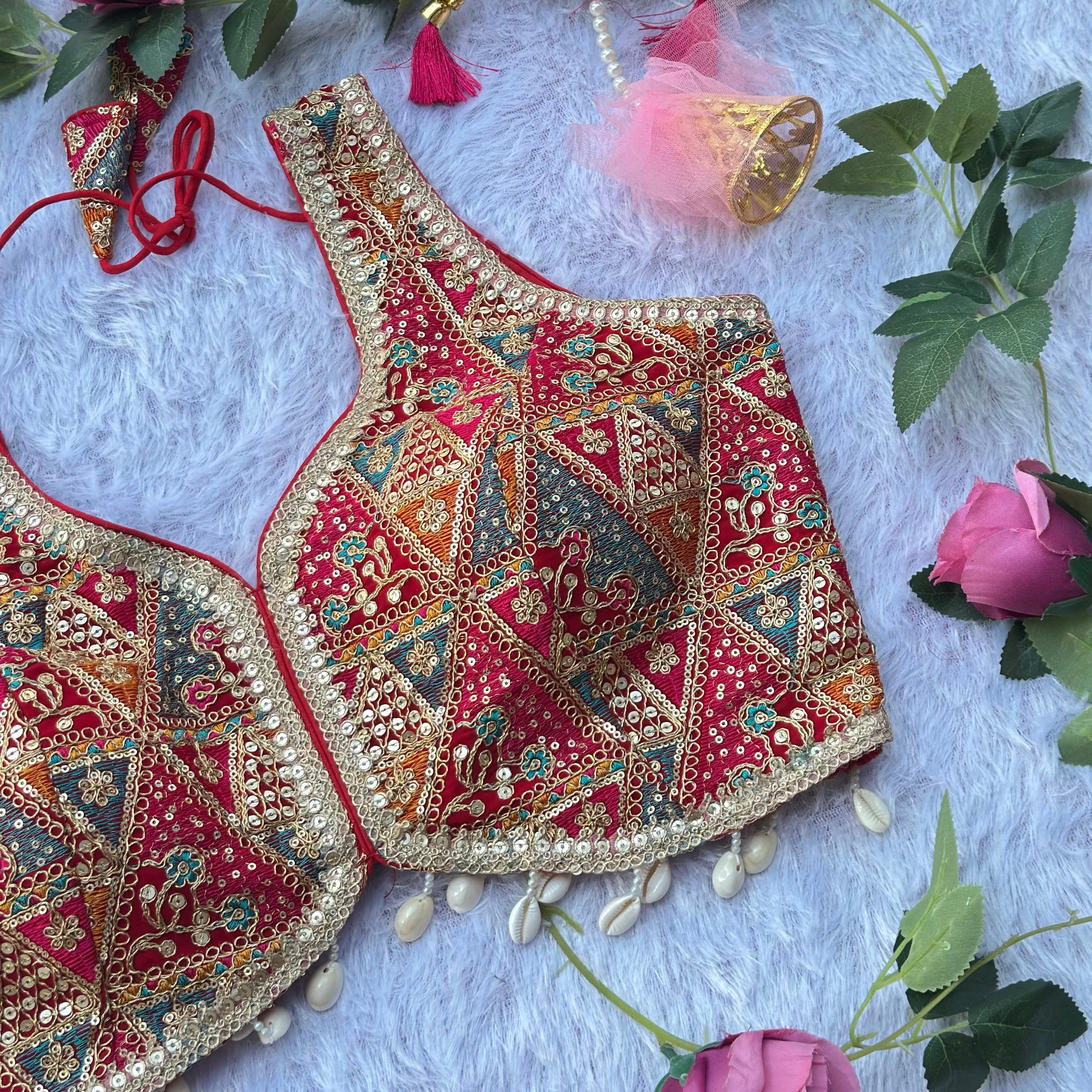 LUXURY RED DESIGNER BRIDAL BLOUSE