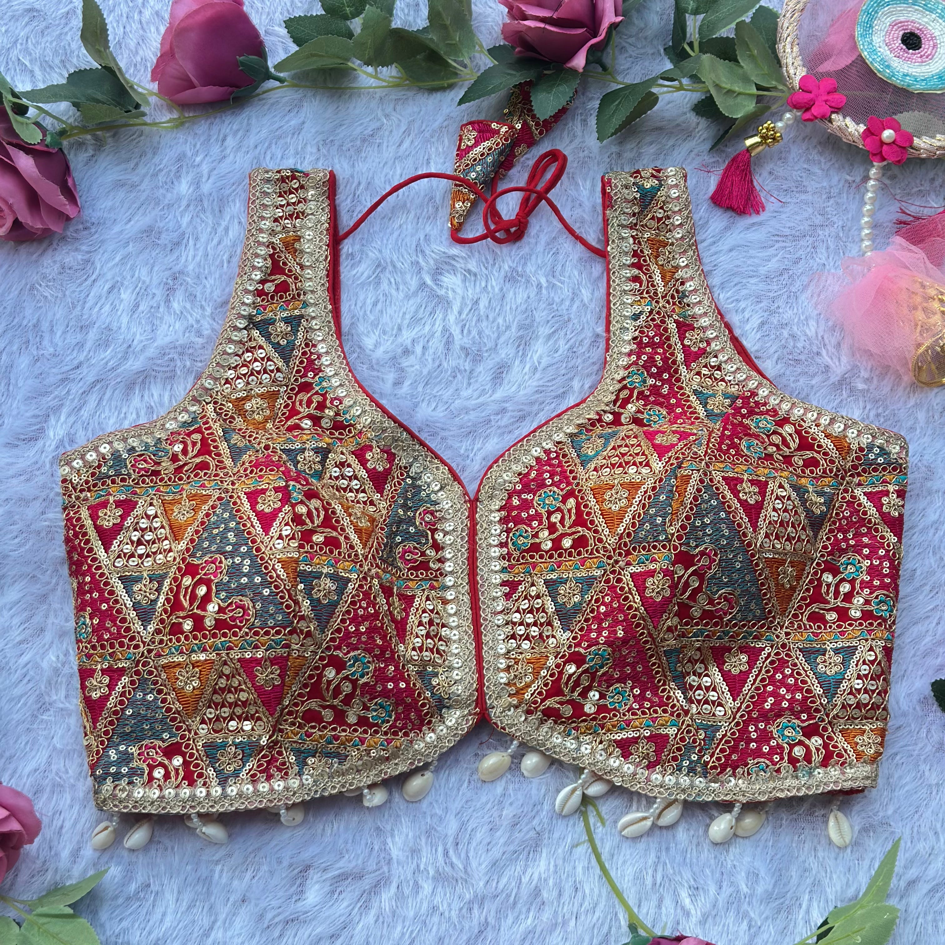 LUXURY RED DESIGNER BRIDAL BLOUSE