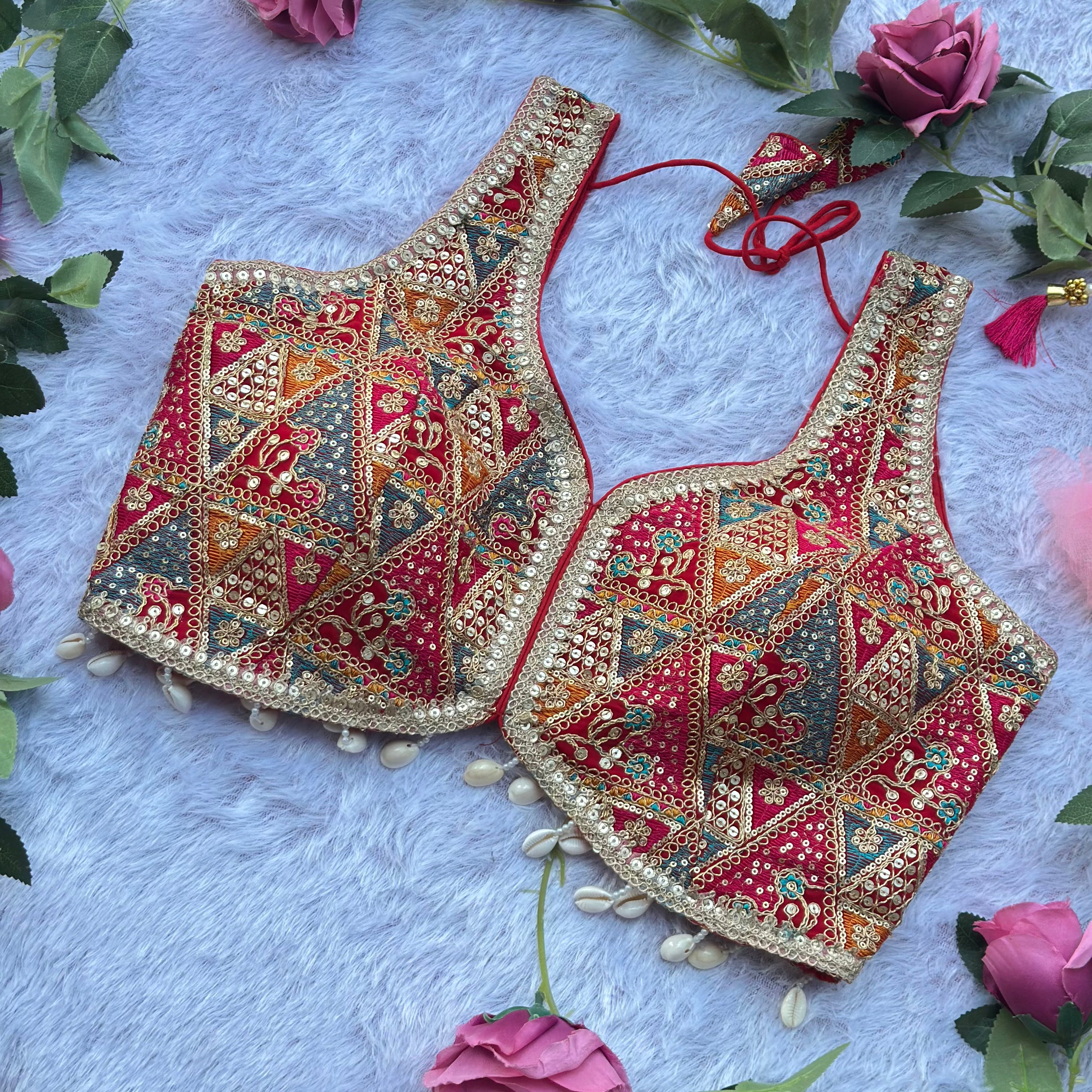 LUXURY RED DESIGNER BRIDAL BLOUSE