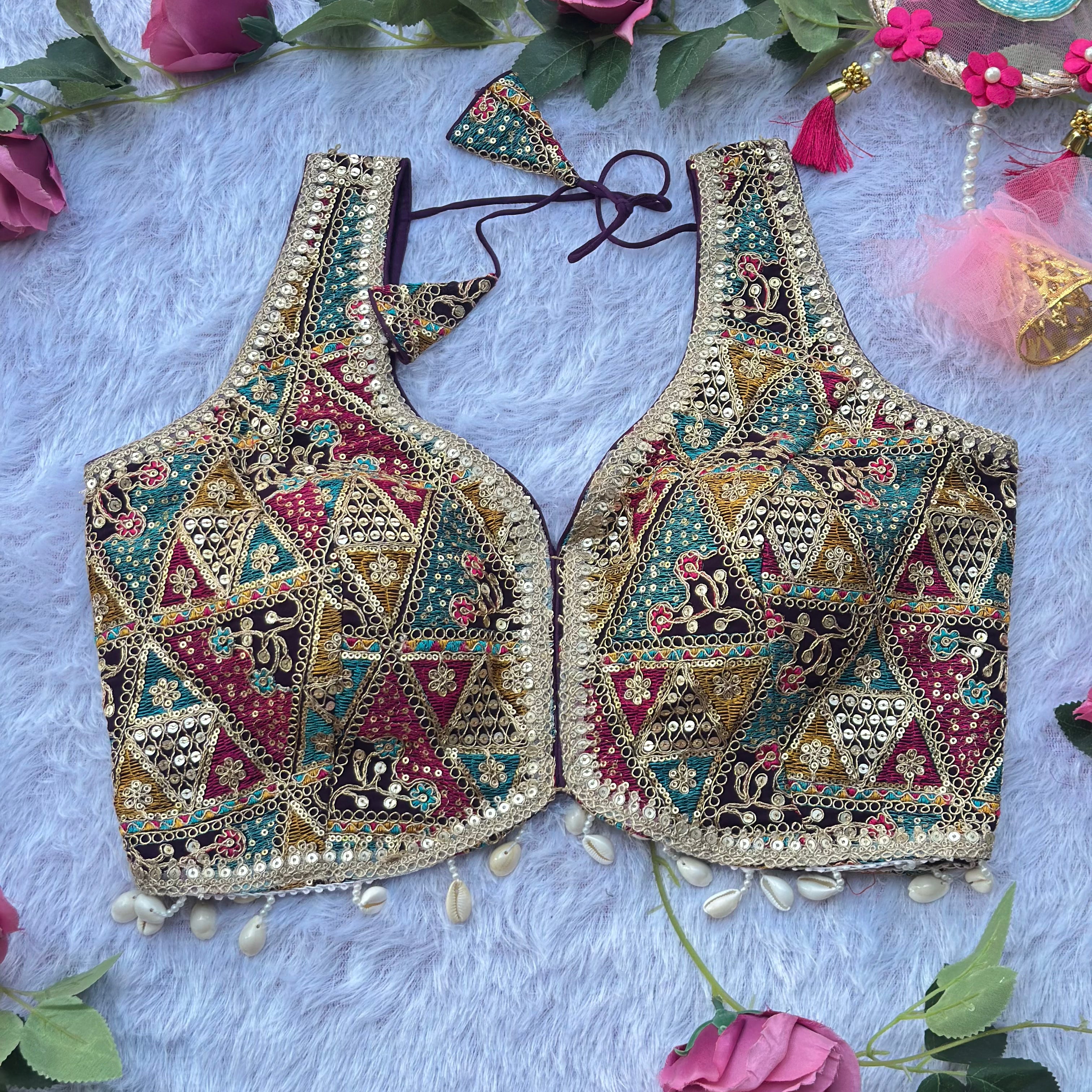 LUXURY FALSA PURPULE DESIGNER BRIDAL BLOUSE