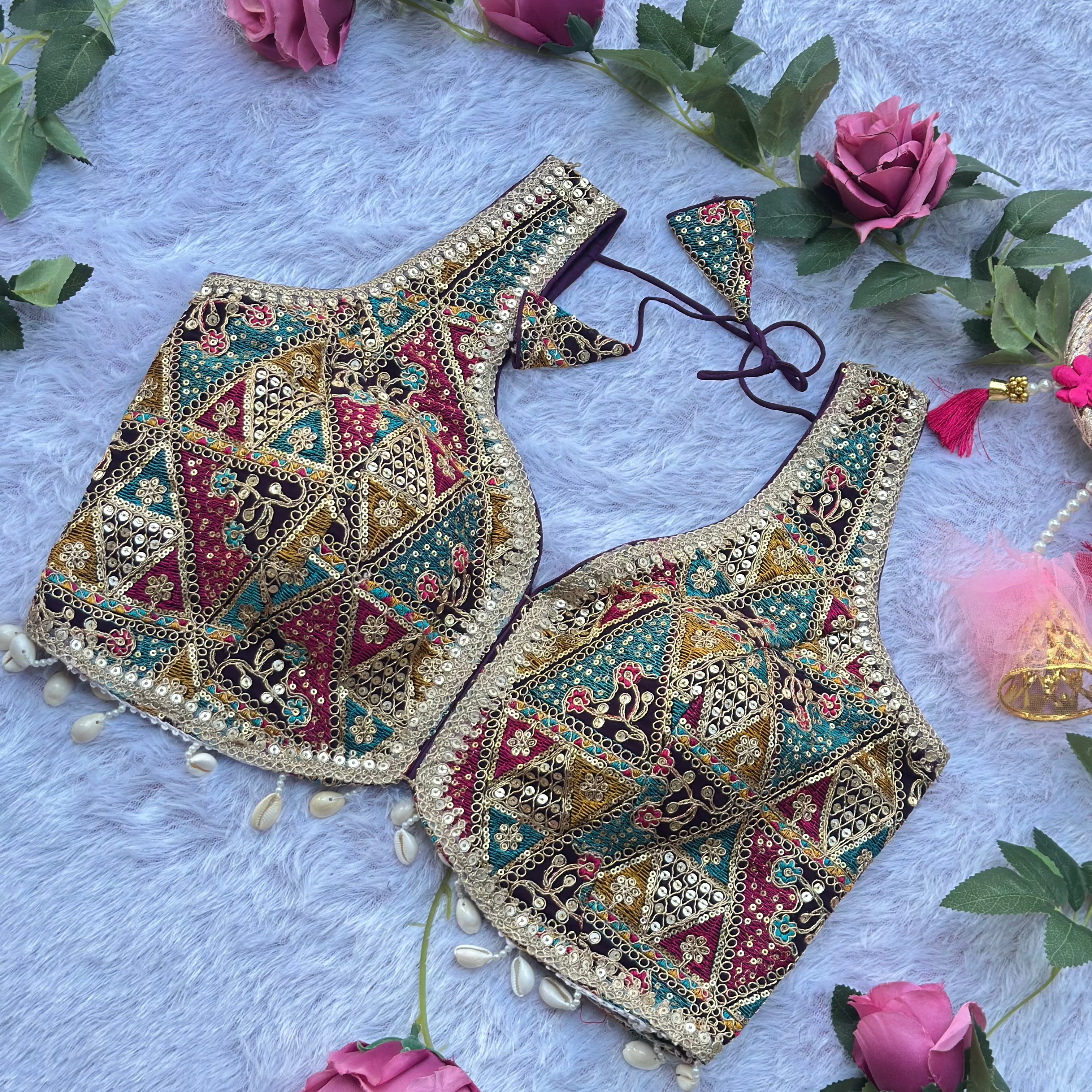 LUXURY FALSA PURPULE DESIGNER BRIDAL BLOUSE