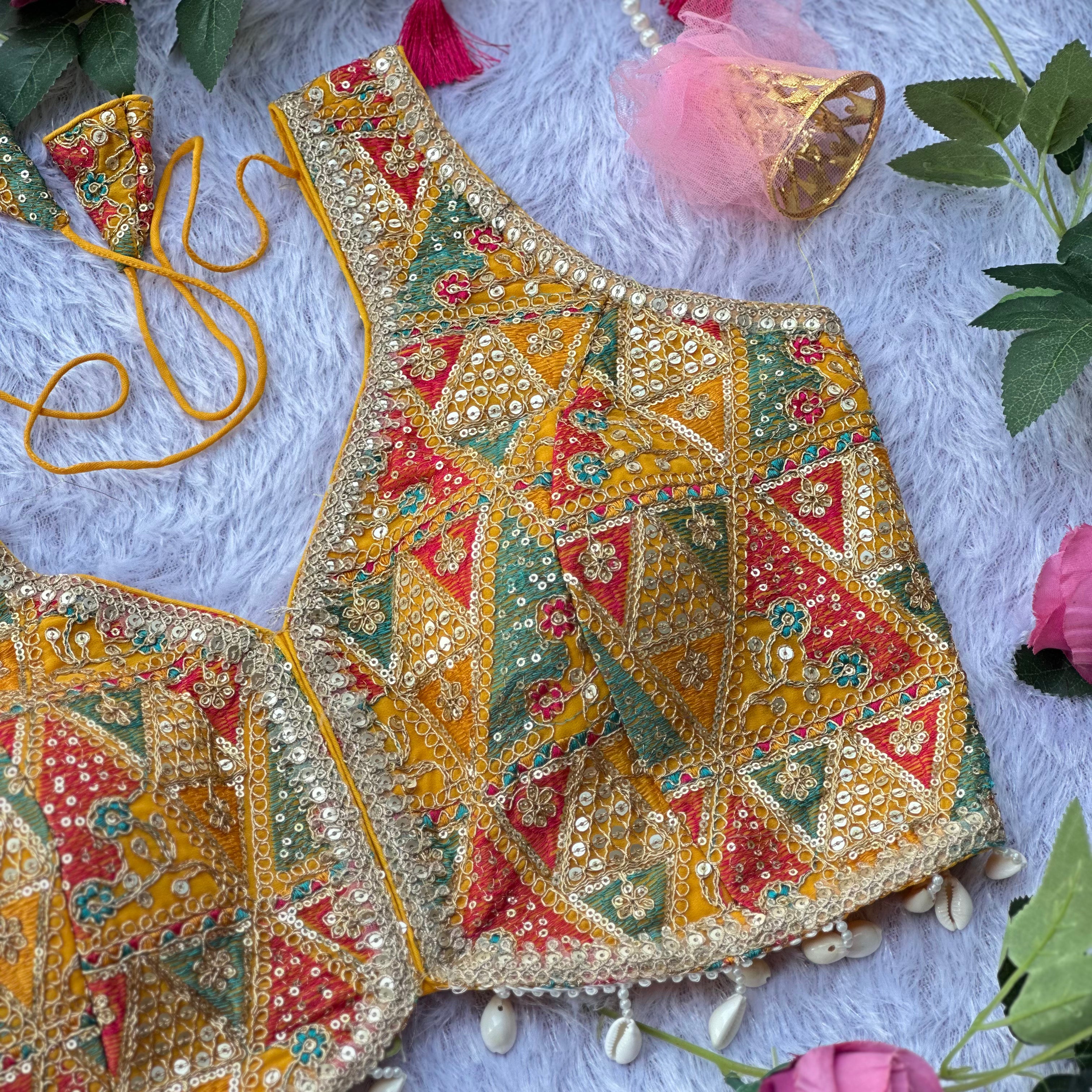 LUXURY YELLOW DESIGNER BRIDAL BLOUSE