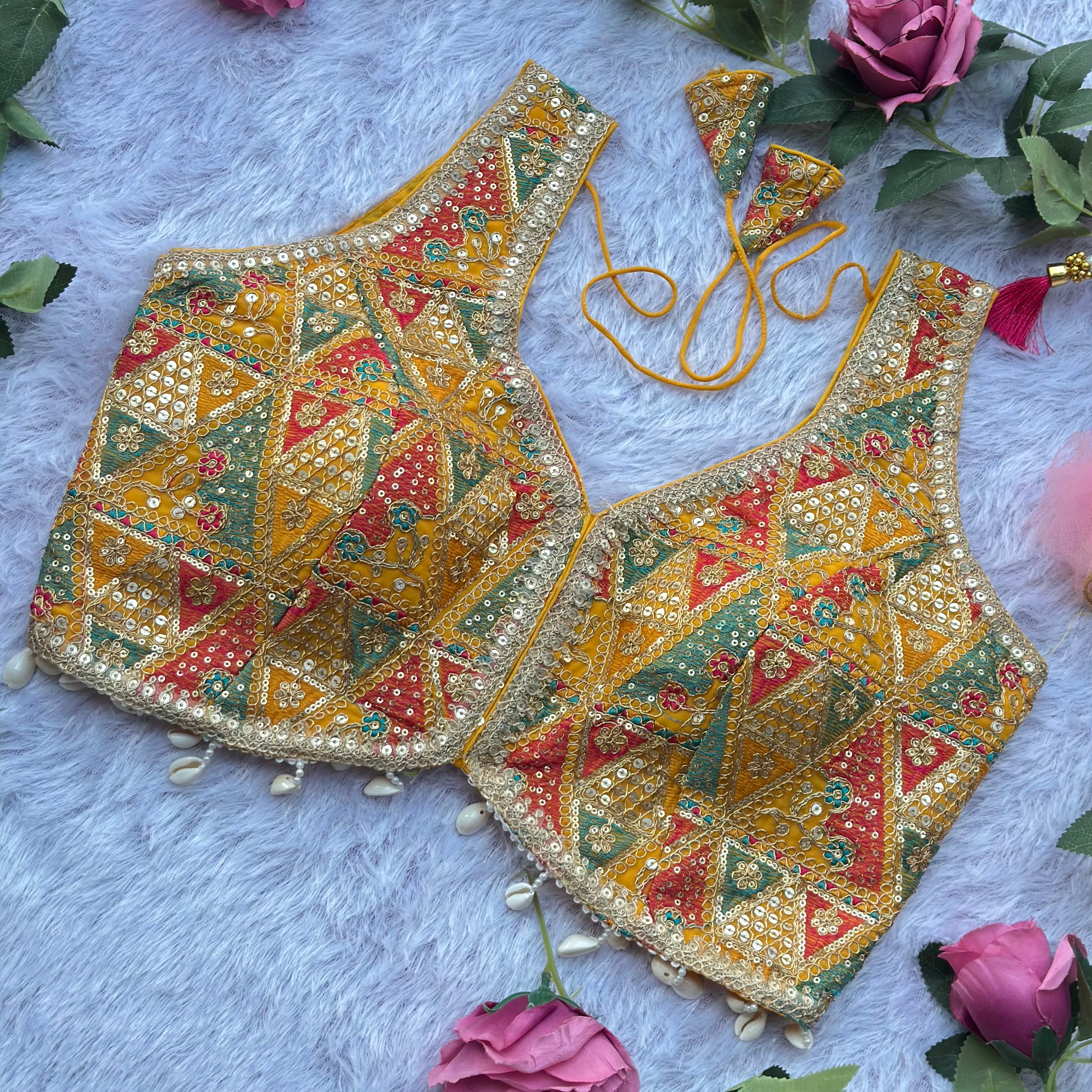 LUXURY YELLOW DESIGNER BRIDAL BLOUSE