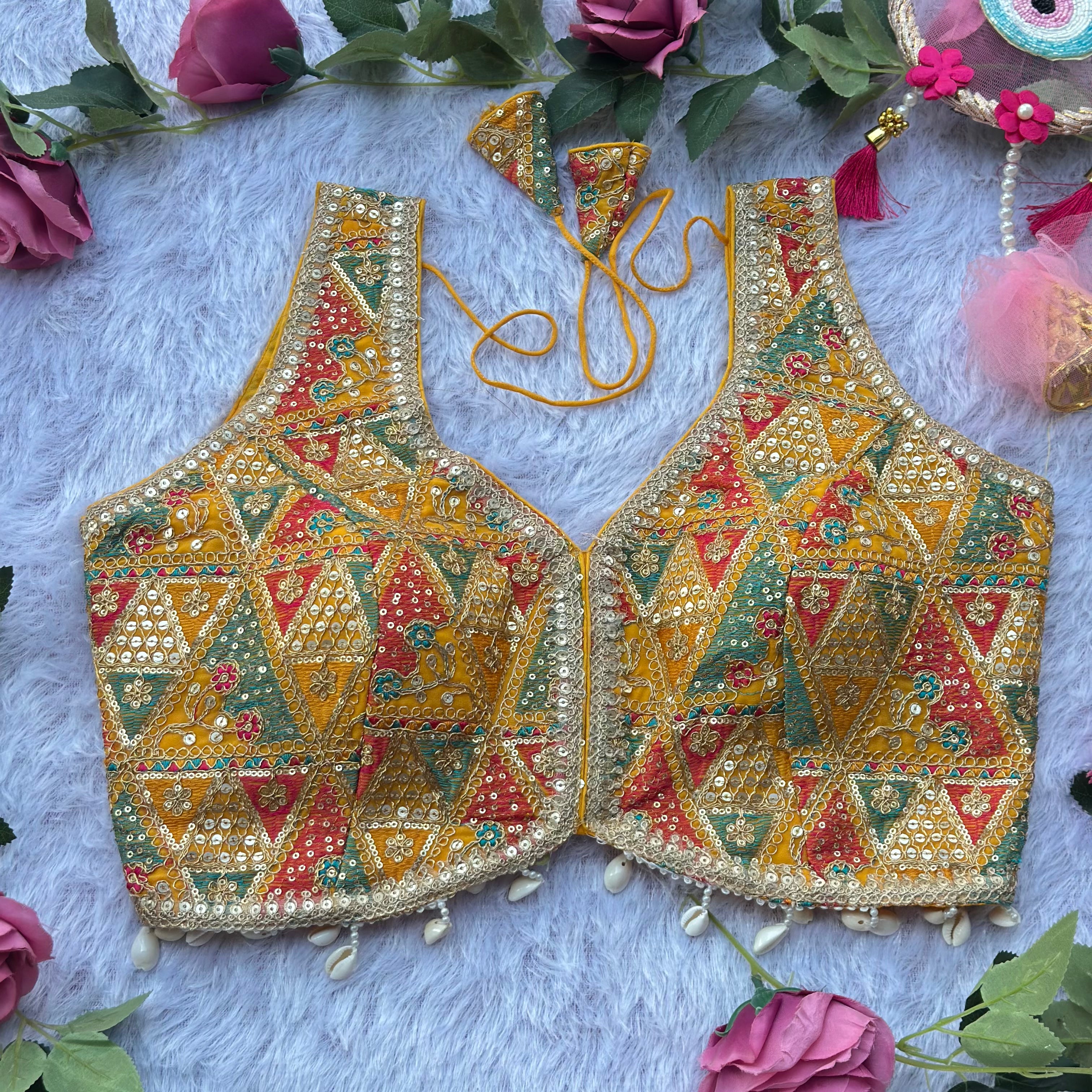 LUXURY YELLOW DESIGNER BRIDAL BLOUSE