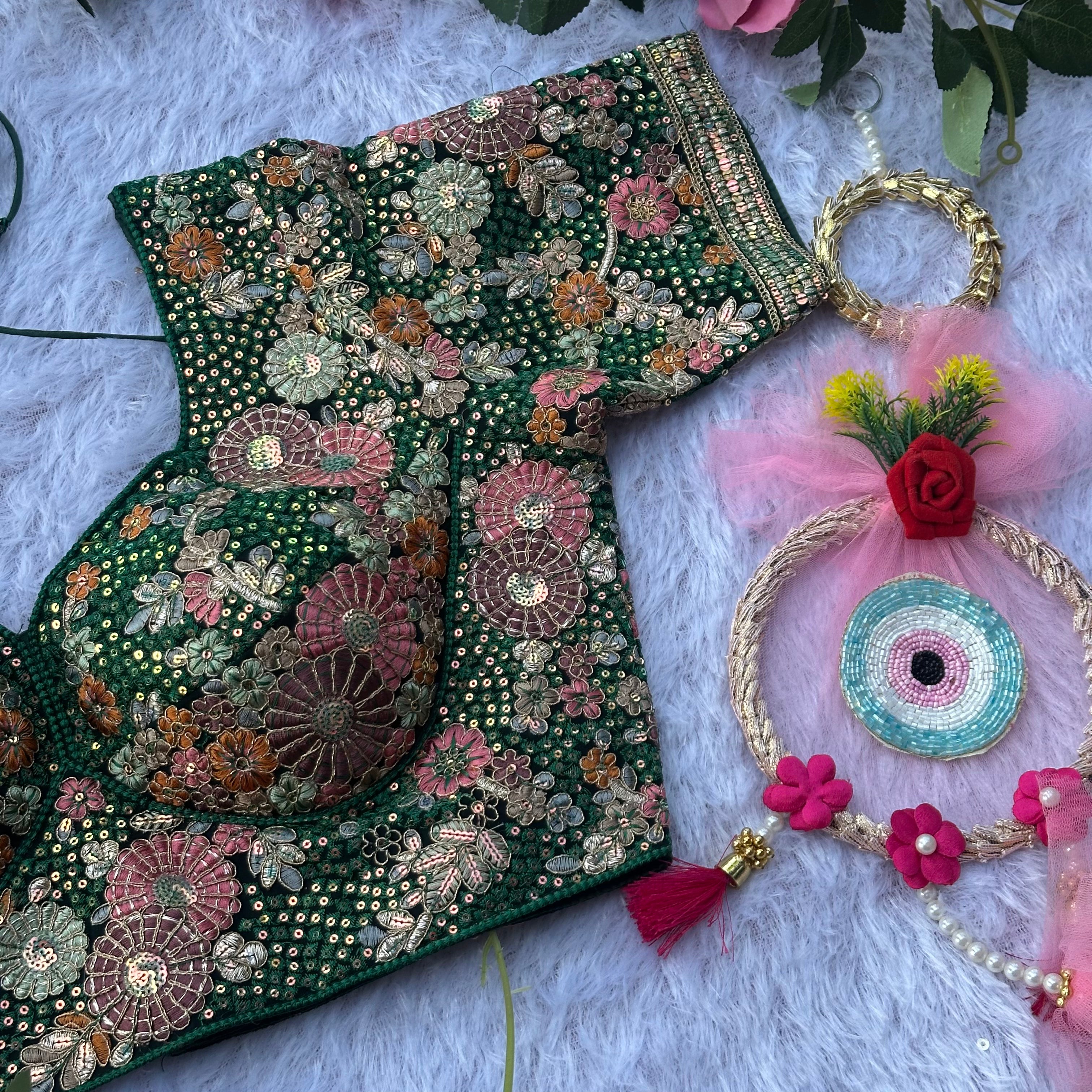 LUXURIOUS SABYASACHI INSPIRED DESIGNER BLOUSE WITH DEATAILED HANDWORK